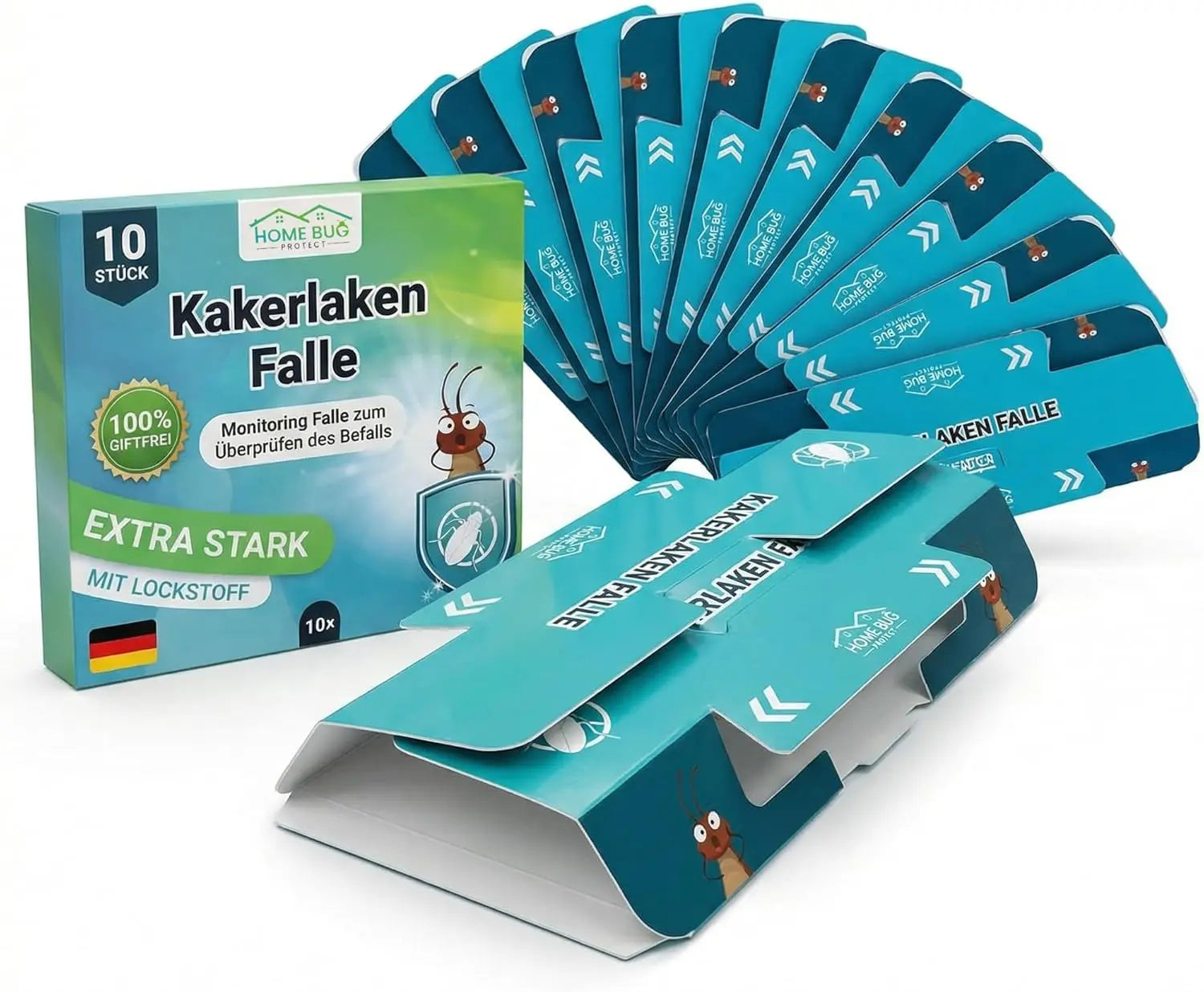 Schaben- & Kakerlakenfalle, 10 Stück – giftfreie Klebefalle