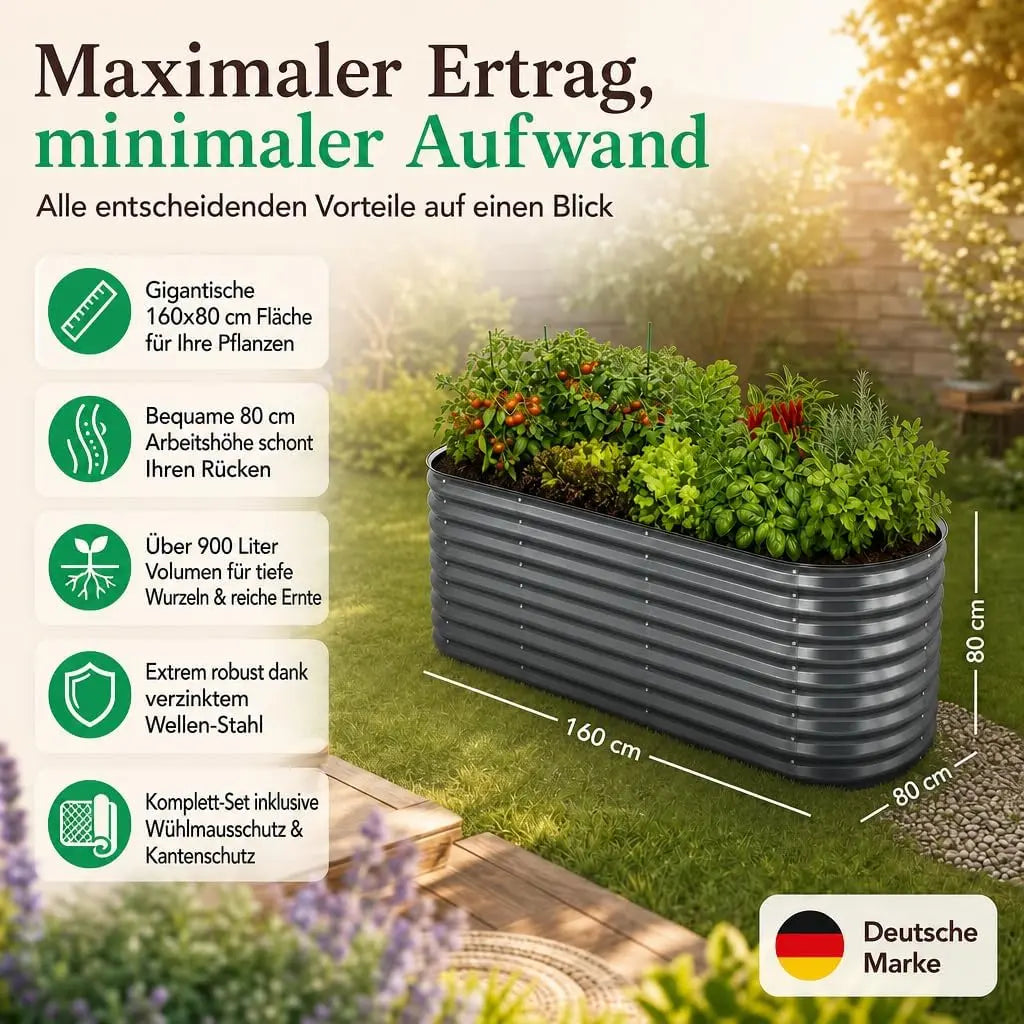 Hochbeet Metall 160 x 80 x 80 cm Anthrazit