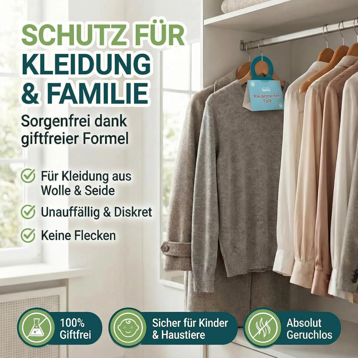 Kleidermottenfalle, 6 Stück – giftfreie Klebefalle
