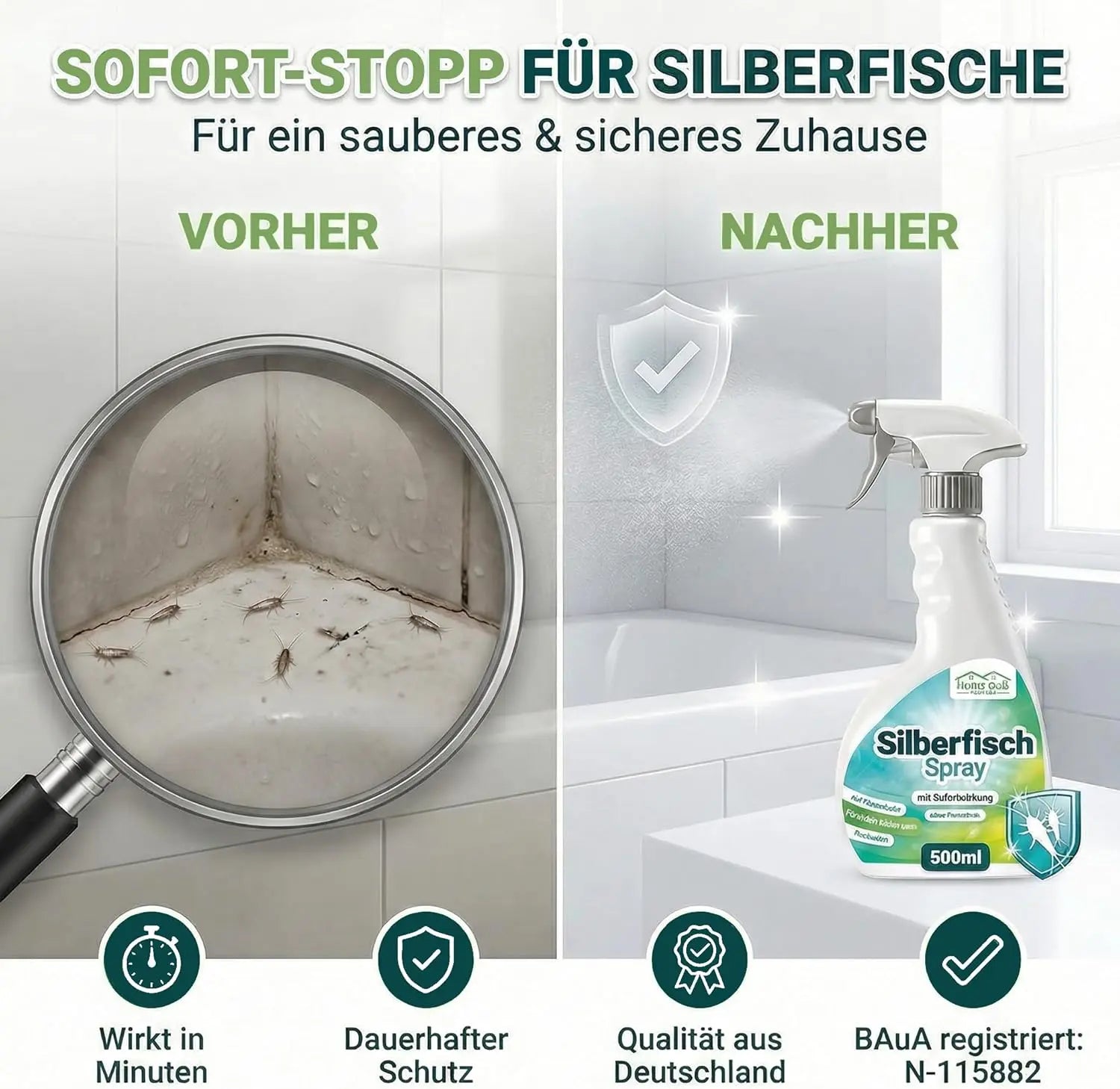 Silberfisch Spray 500ml – für Bad, Küche & Keller