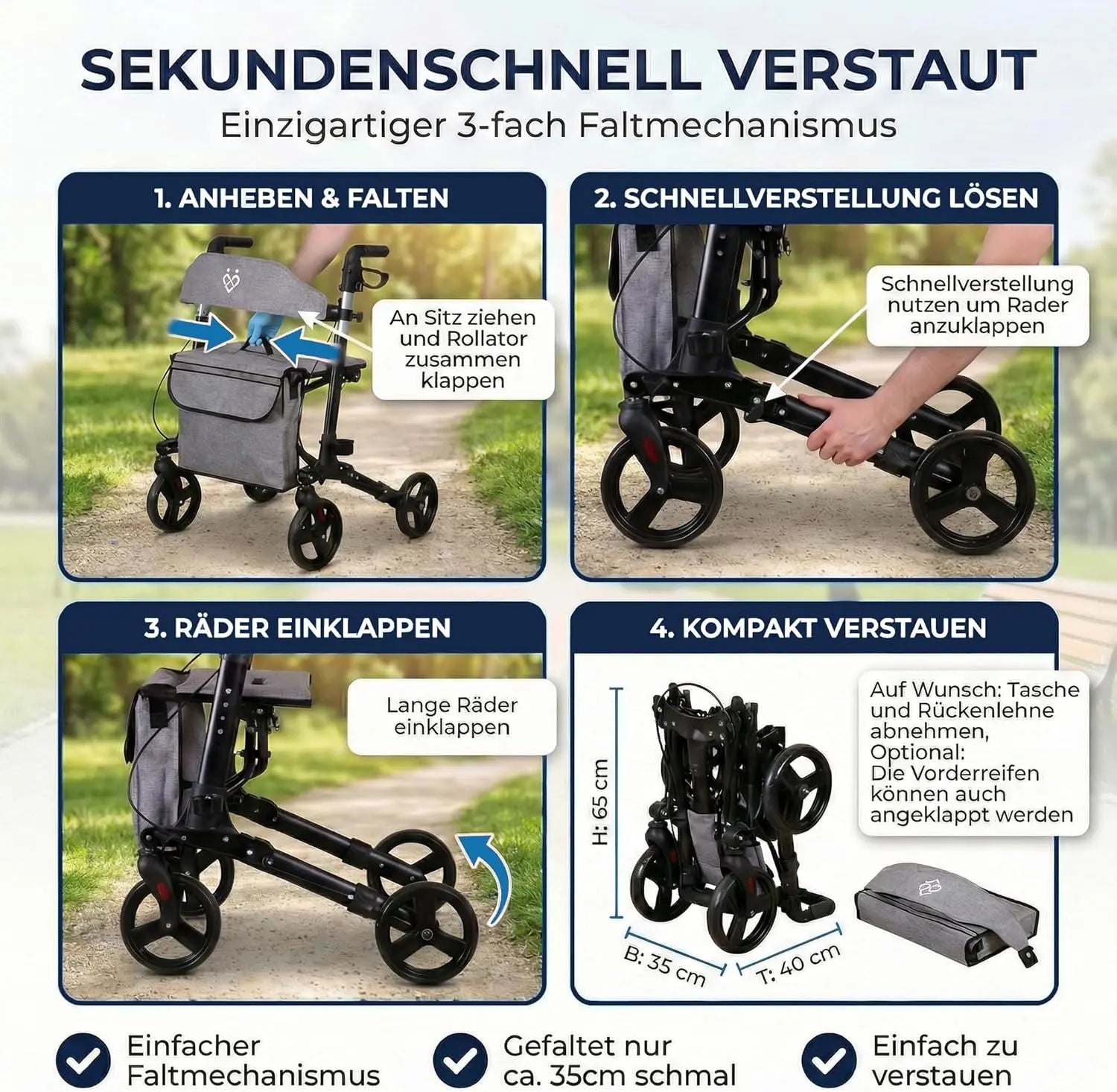 Rollator - 3-fach faltbar