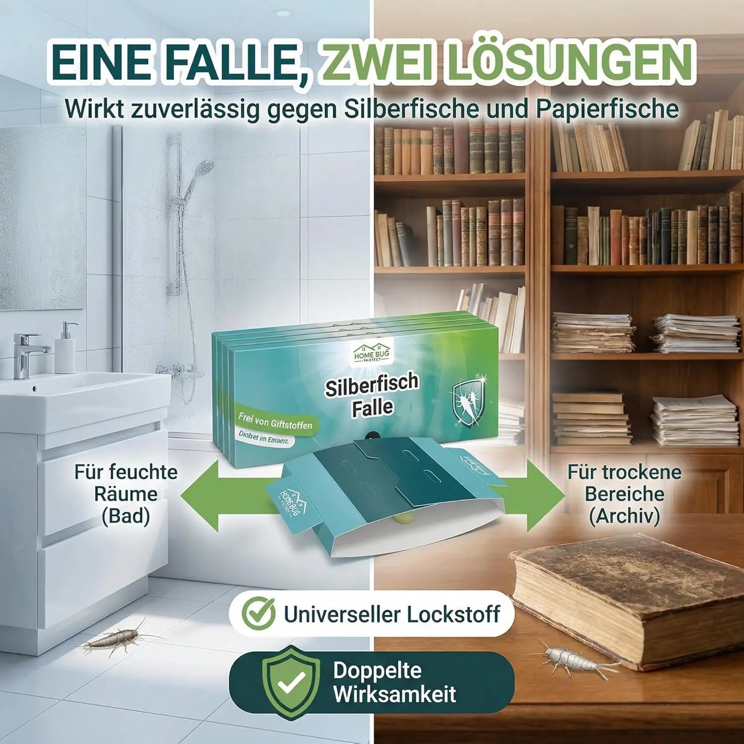 Silberfischfalle, 9 Stück – giftfreie Klebefalle