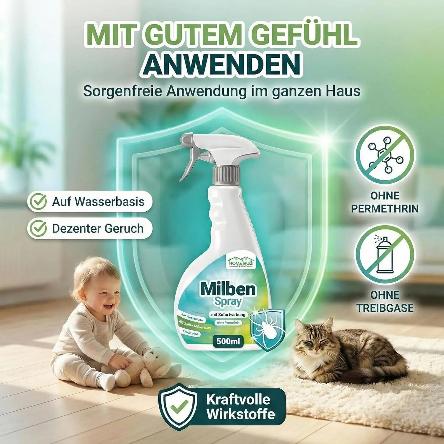 Milben Spray für Matratzen & Textilien - 500ml Sprühflasche