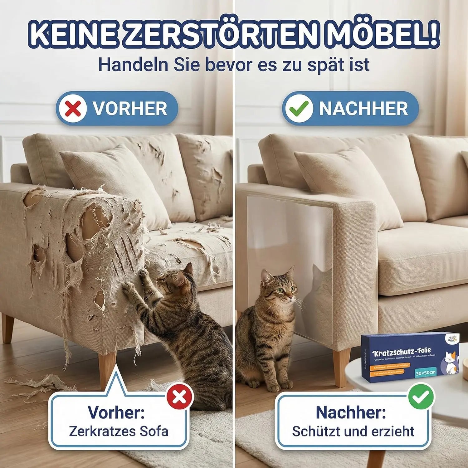 Kratzschutzfolie Katzen 20x100 cm 4 Stück