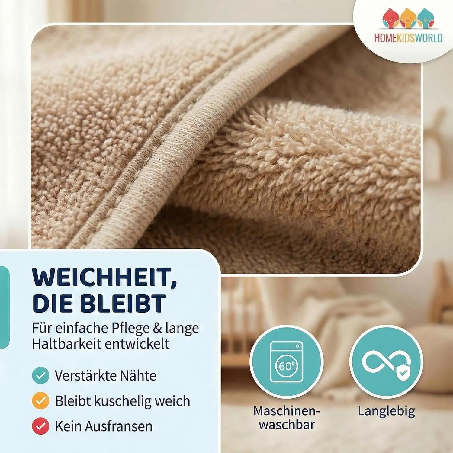 Kapuzenhandtuch Baby 100x100 cm Beige