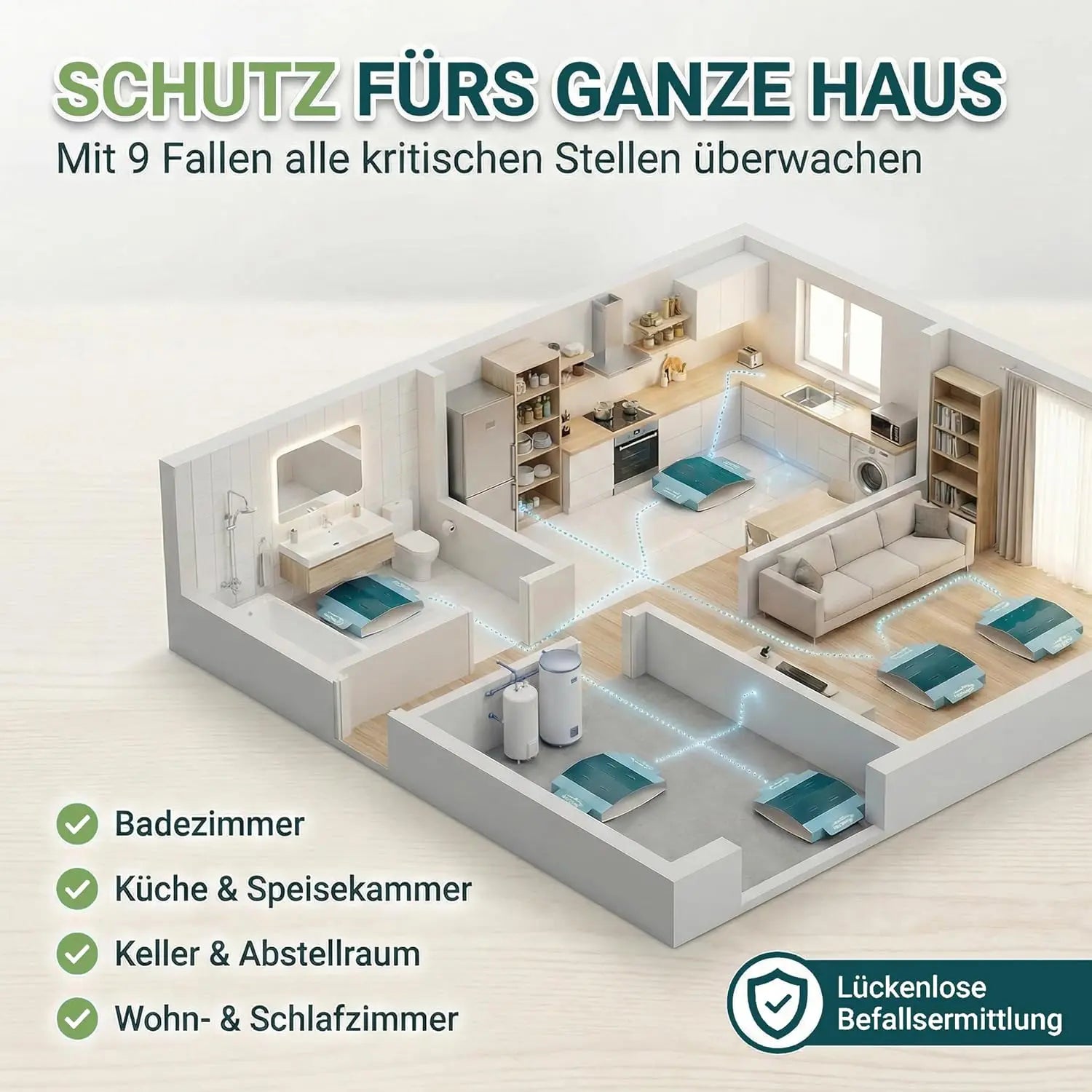 Silberfischfalle, 9 Stück – giftfreie Klebefalle