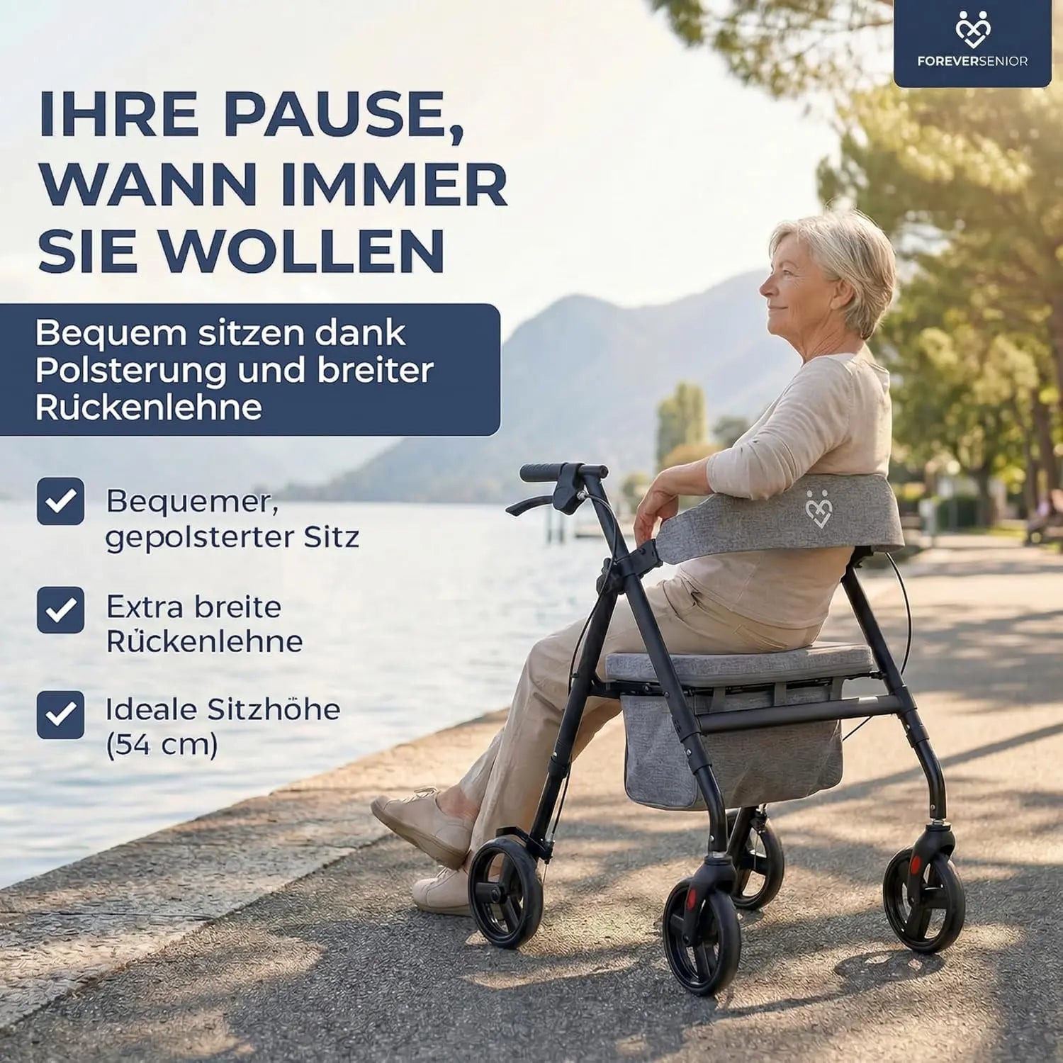 Komfort Rollator faltbar mit Sitz