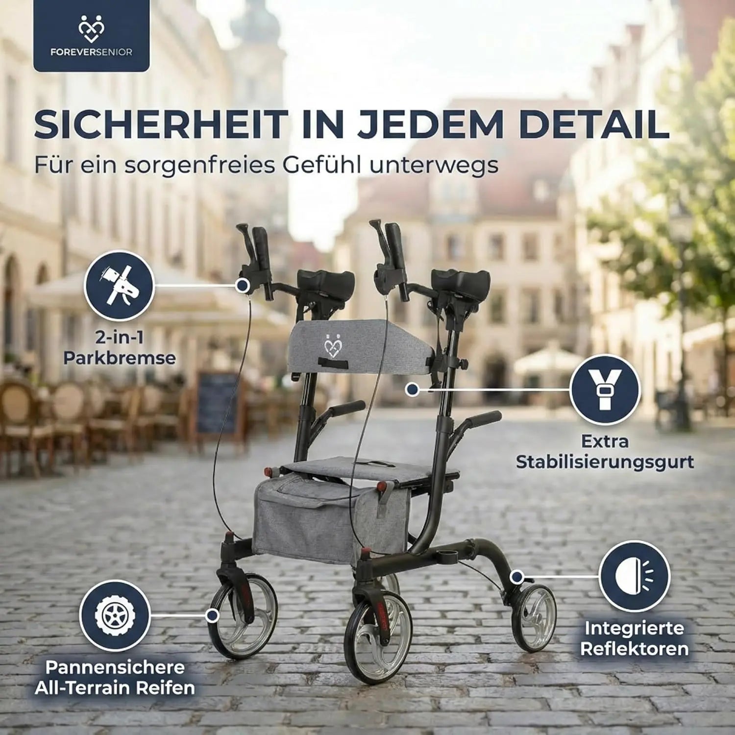 Arthritis-Rollator mit gepolsterten Unterarmstützen
