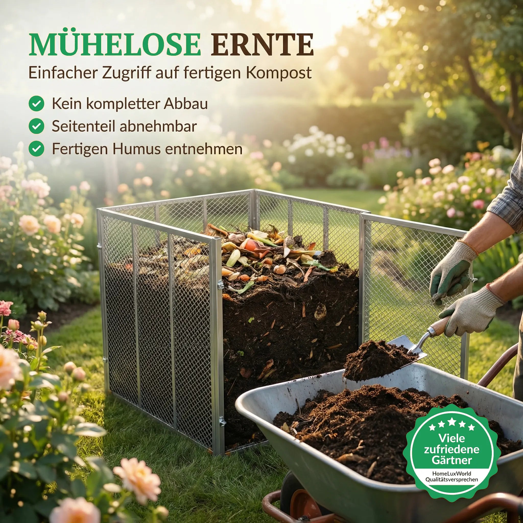 Garten Komposter Metall 750 Liter Silber