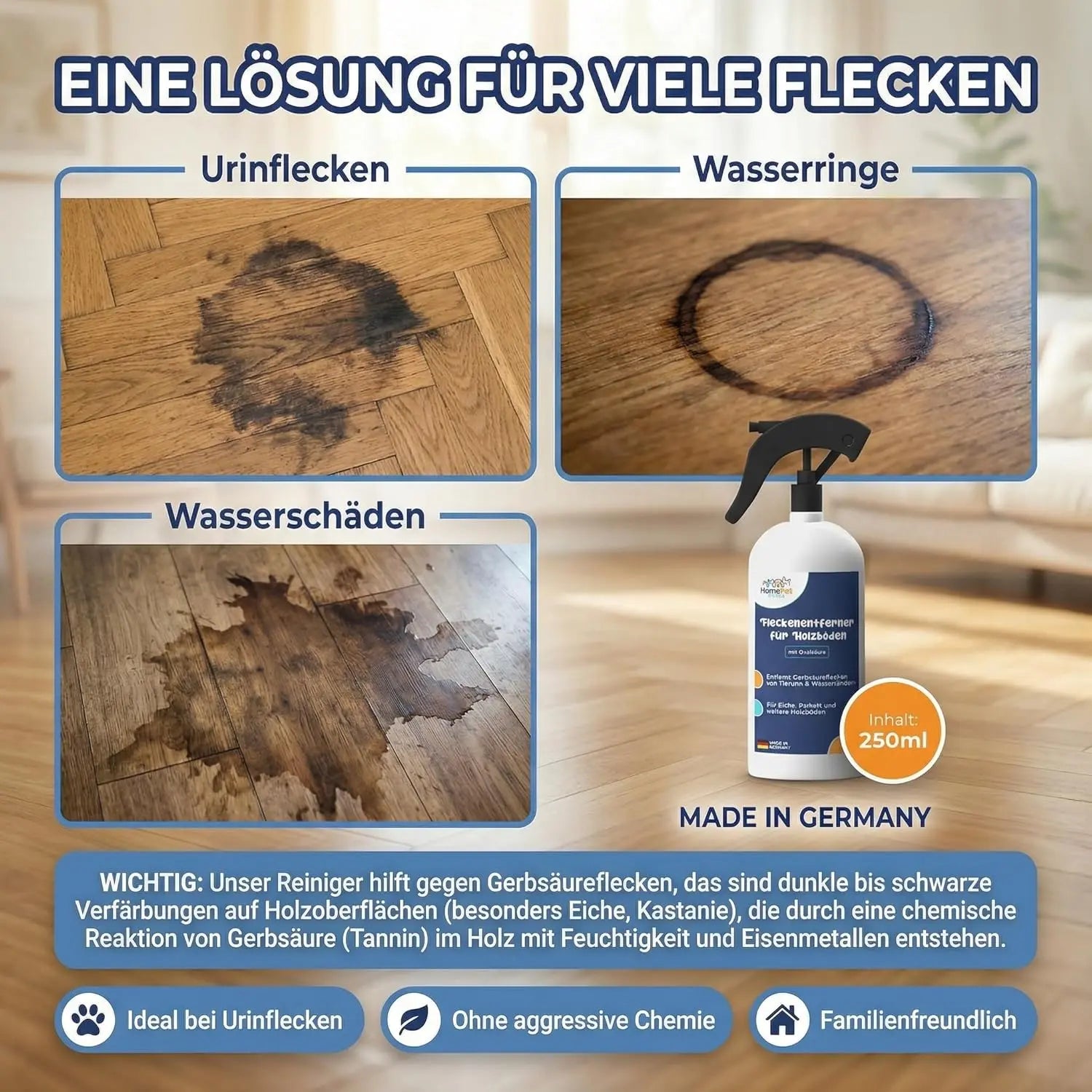 Oxalsäure Reiniger 250ml für Parkett und Eiche
