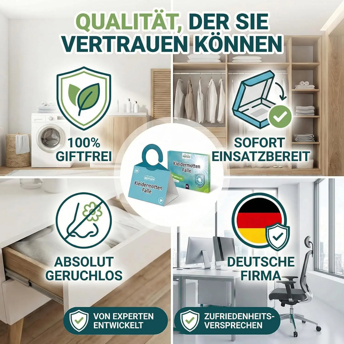 Kleidermottenfalle, 6 Stück – giftfreie Klebefalle