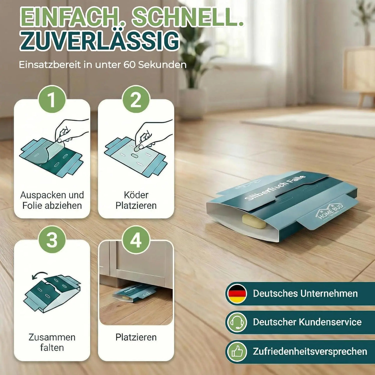 Silberfischfalle, 9 Stück – giftfreie Klebefalle