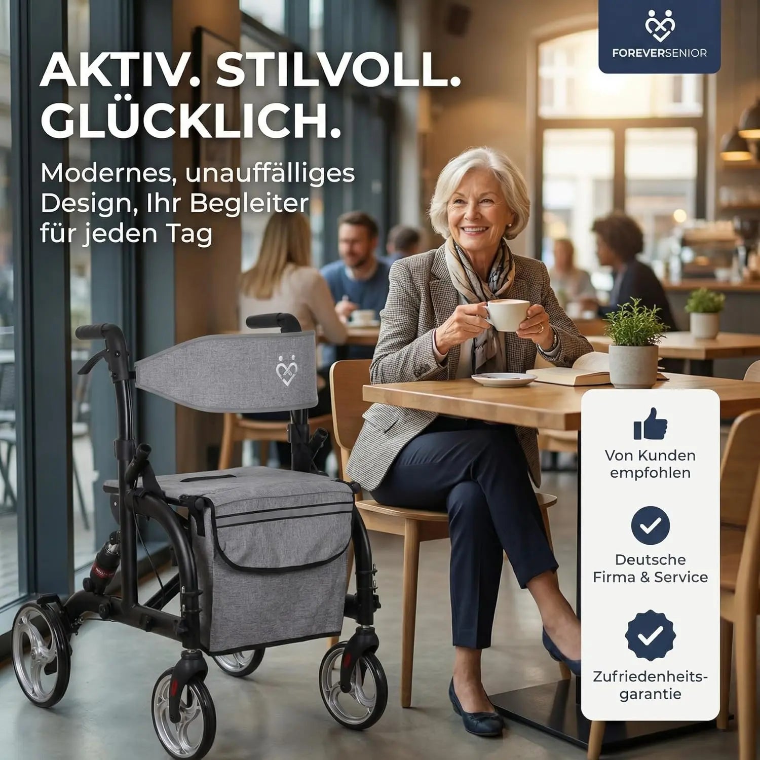 2 in 1 Rollator & Rollstuhl mit Federung