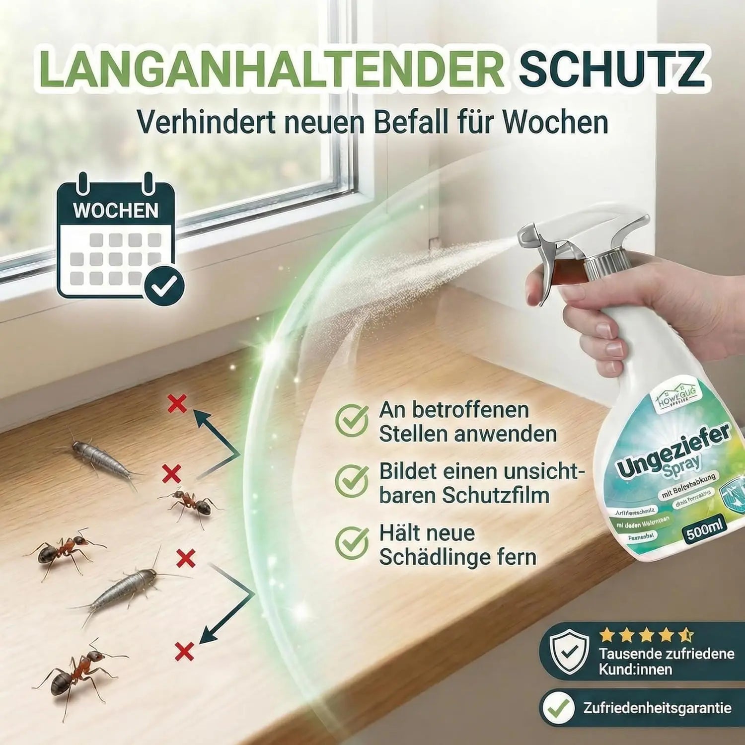 Ungeziefer Spray gegen Insekten im Haushalt - 500ml Sprühflasche