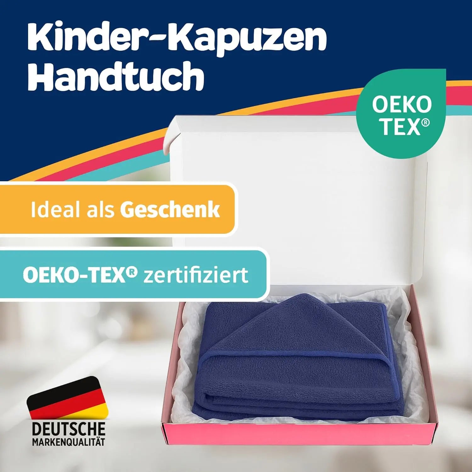 Kapuzenhandtuch Baby 100x100 cm Blau HomeKidsWorld