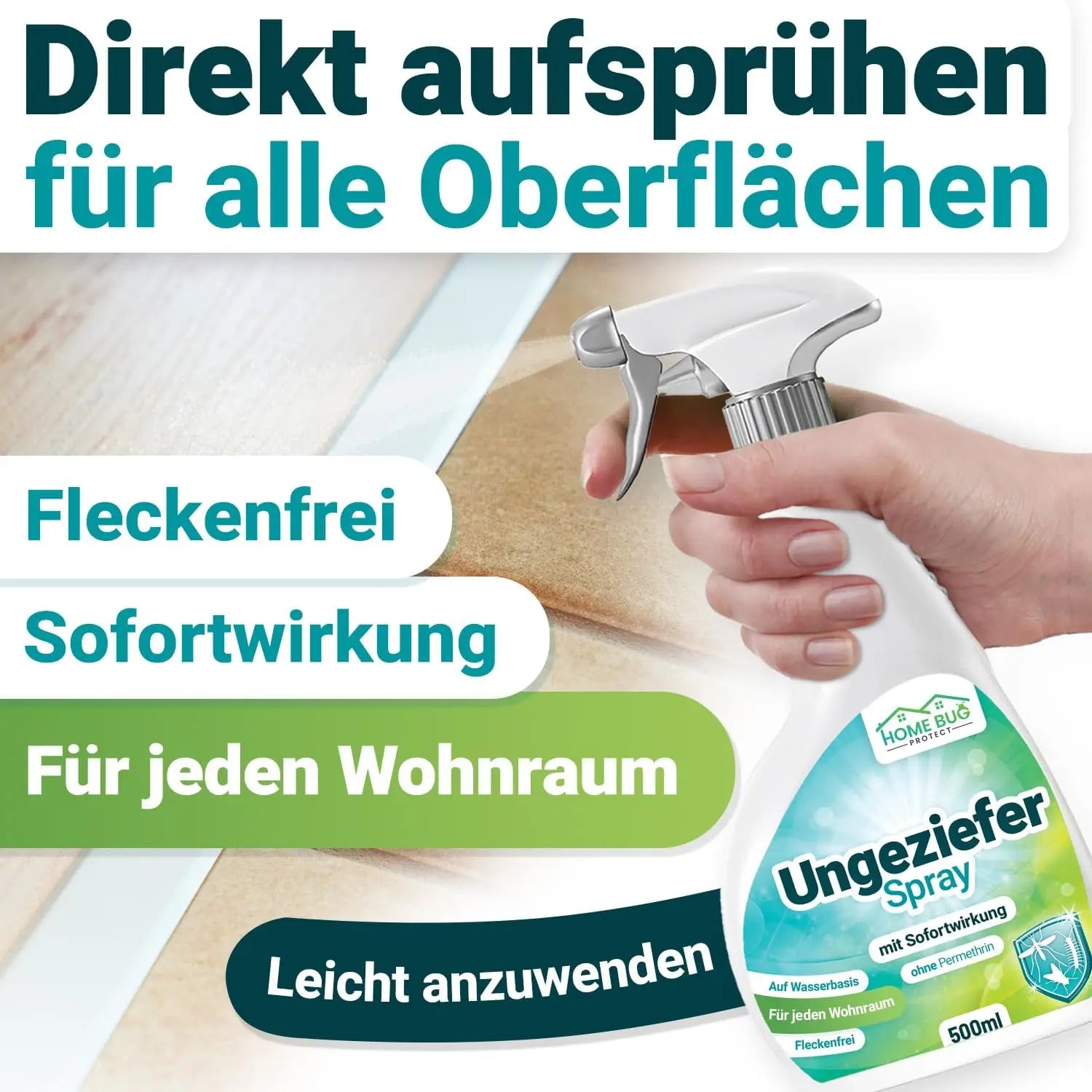 Ungeziefer Spray 500ml – gegen Insekten im Haushalt HomeBugProtect