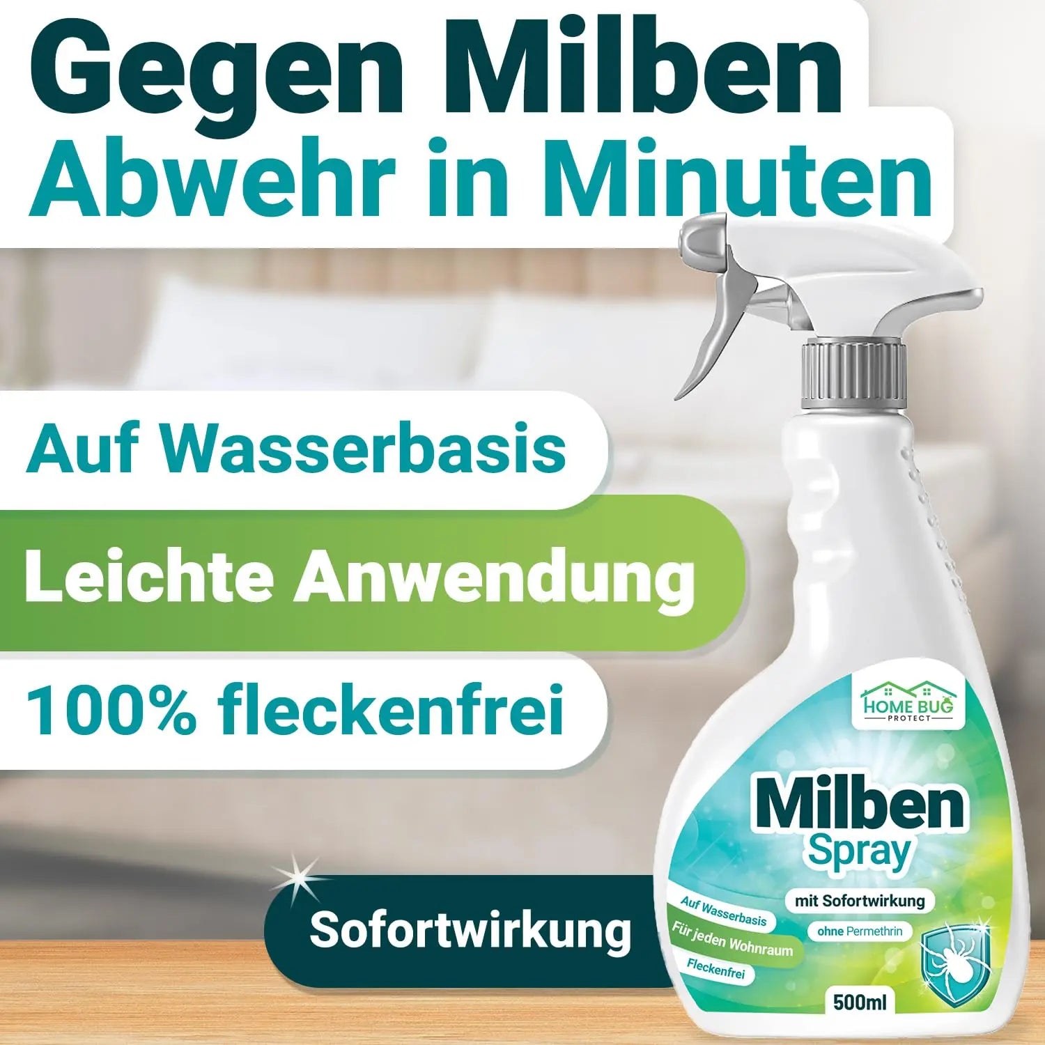 Milben Spray 500ml – für Matratzen & Textilien HomeBugProtect