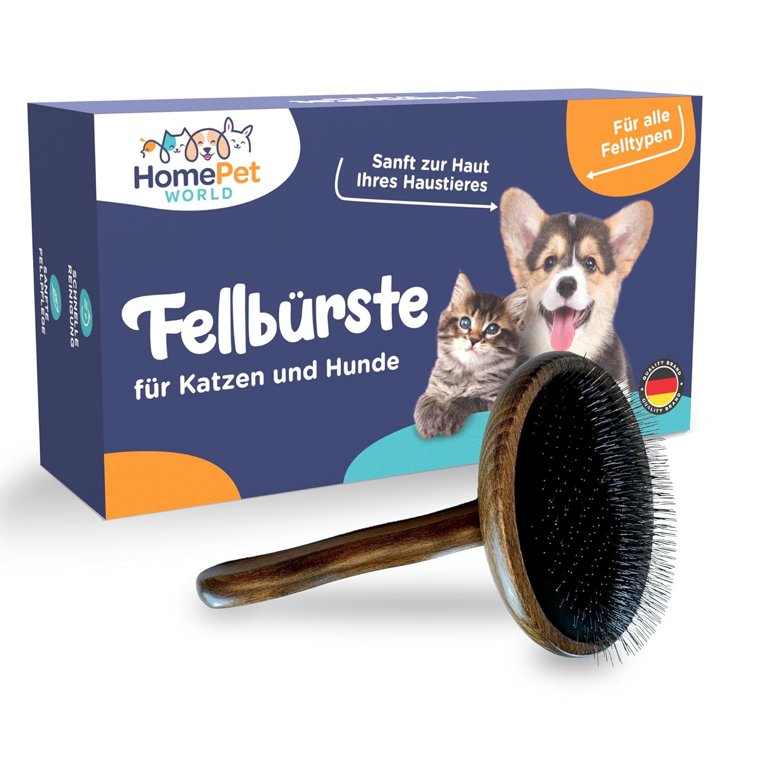Bürste für Langhaar & Unterwolle aus Buchenholz