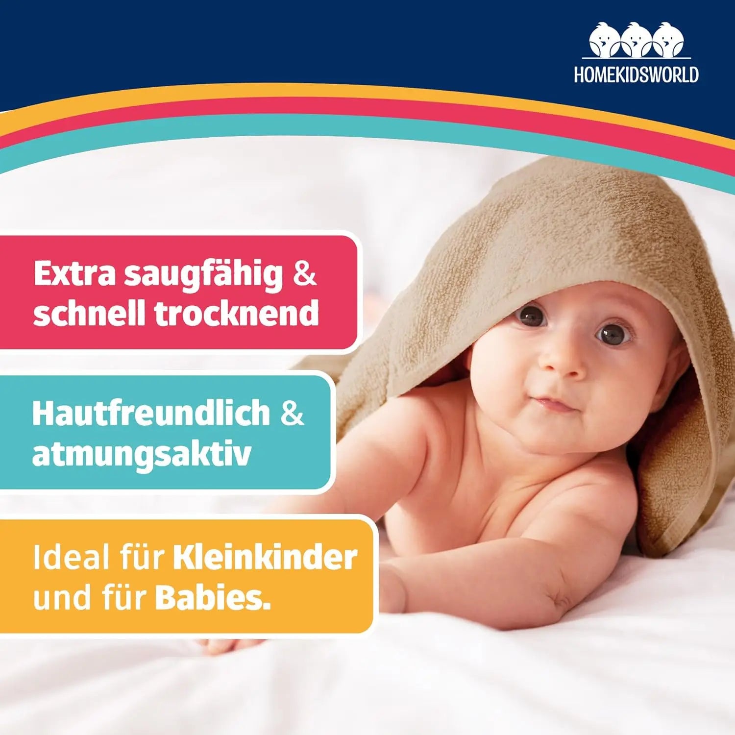 Kapuzenhandtuch Baby 100x100 cm Beige HomeKidsWorld