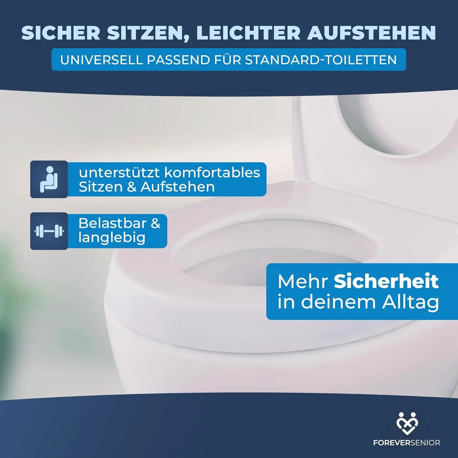 Toilettensitzerhöhung 7,5 cm mit Absenkautomatik ForeverSenior