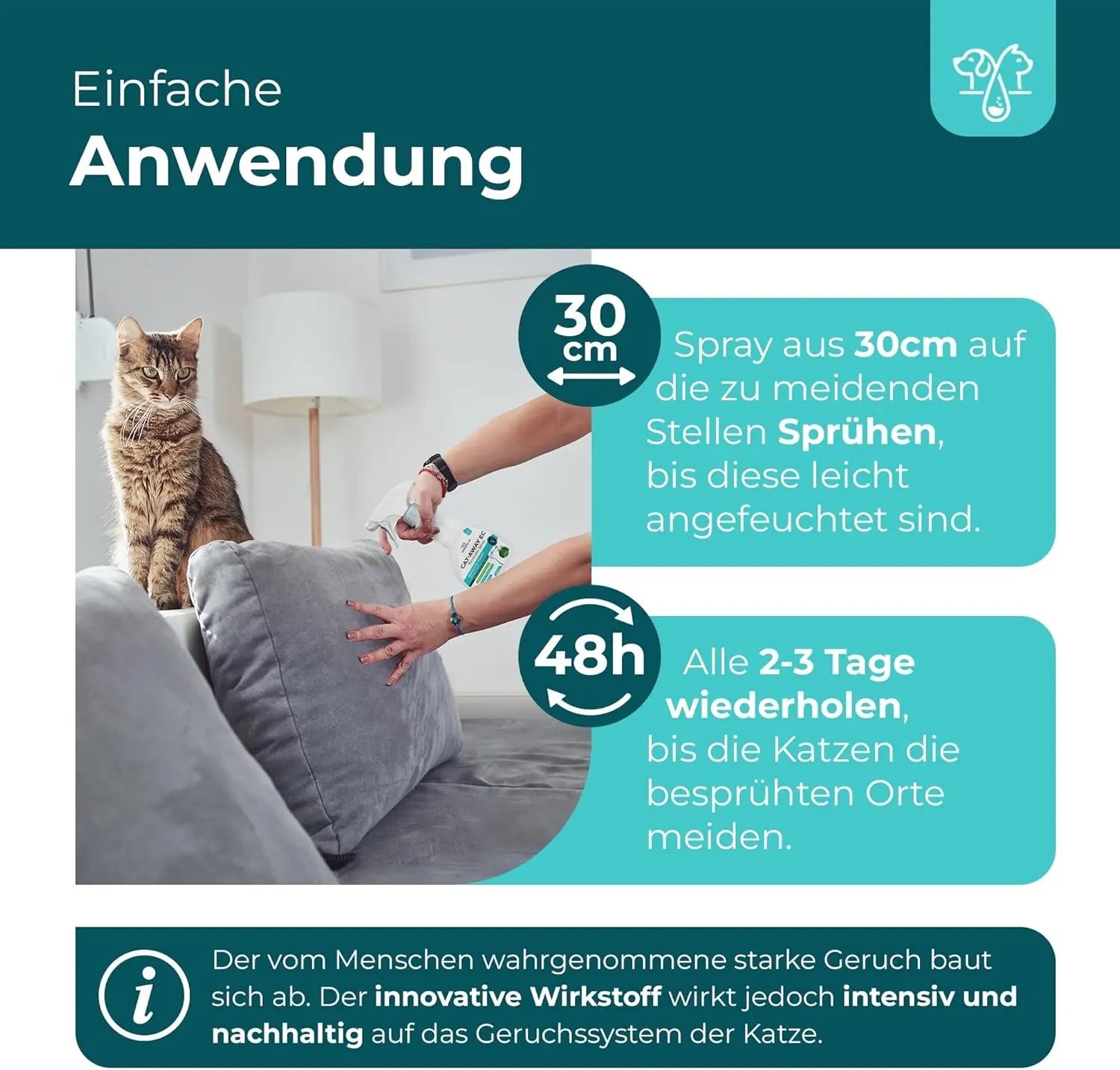 Katzenabwehrspray Cat-Away mit EC-Öl 500ml HomePetLab