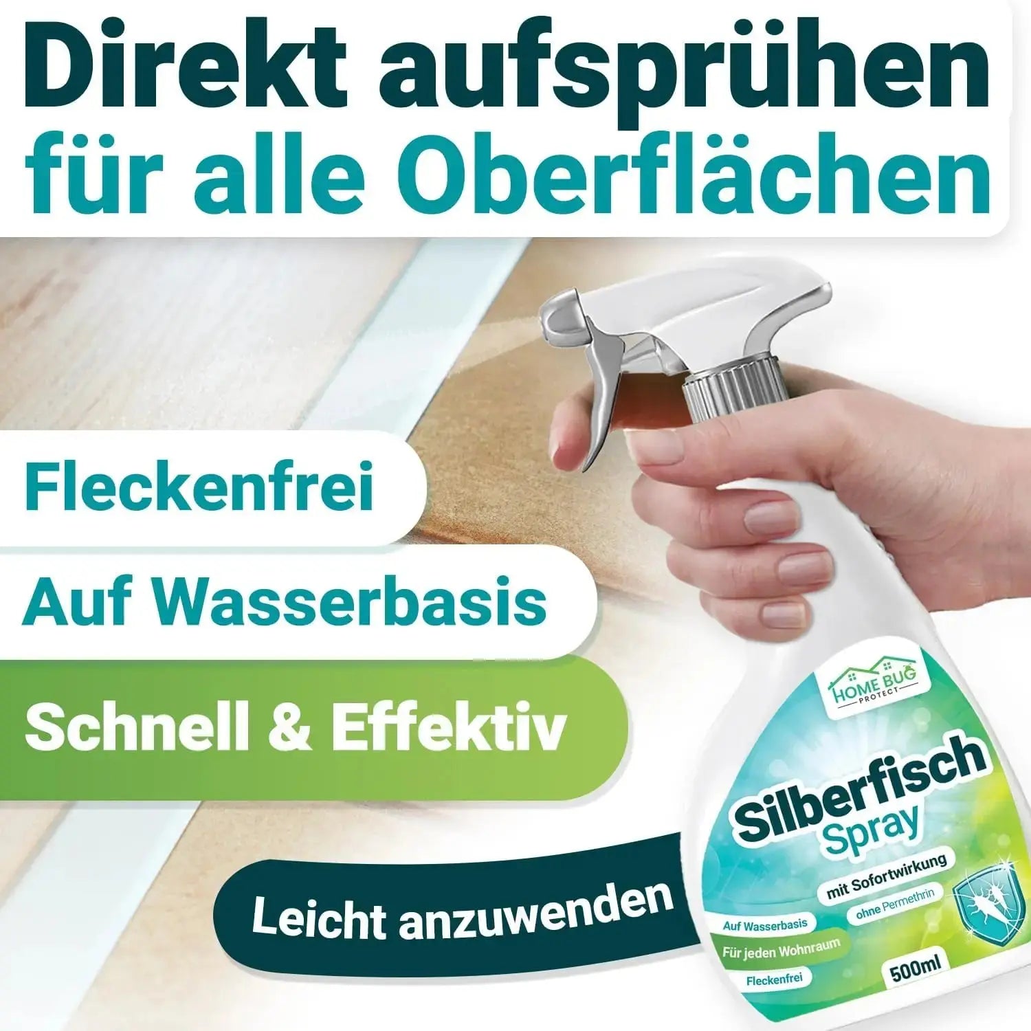 Silberfisch Spray 500ml – für Bad, Küche & Keller HomeBugProtect