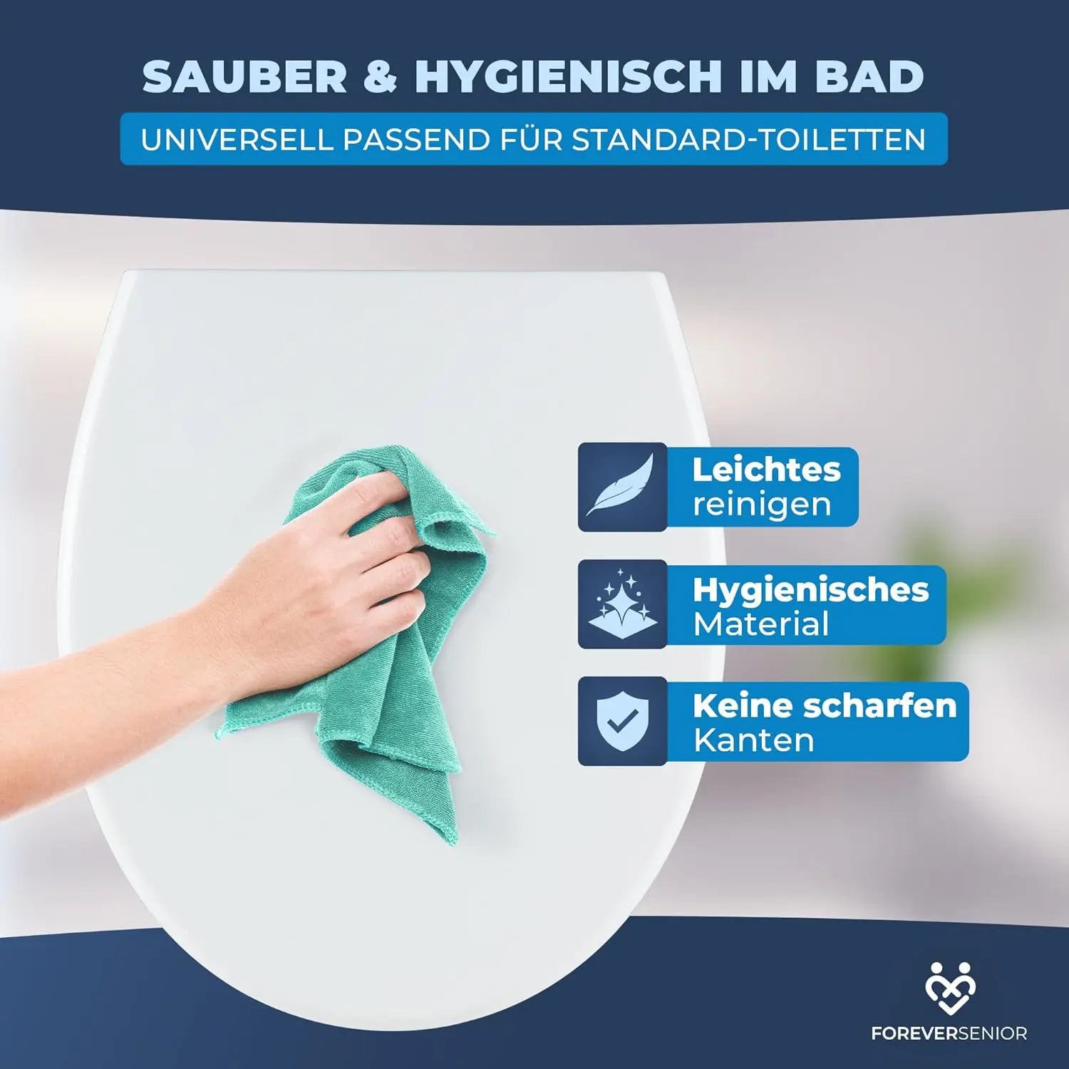 Toilettensitzerhöhung 7,5 cm mit Absenkautomatik ForeverSenior