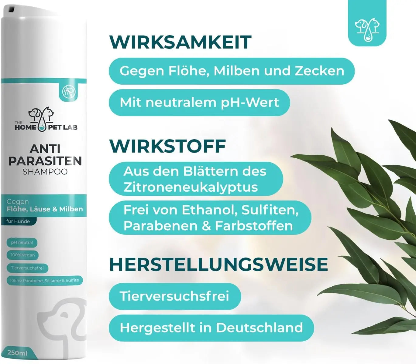 Hundeshampoo gegen Milben, Läuse & Zecken HomePetLab