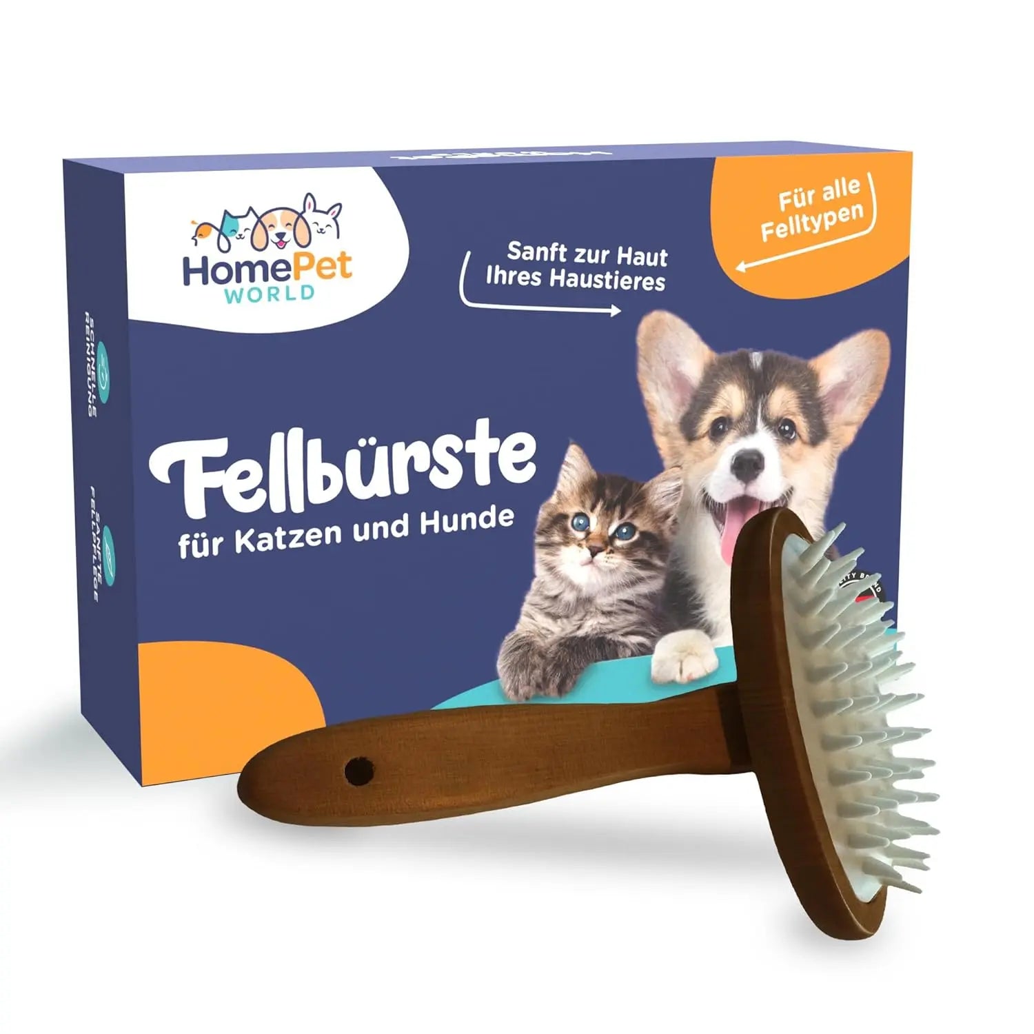 Massagebürste für Langhaar & Kurzhaar aus Buchenholz HomePetWorld