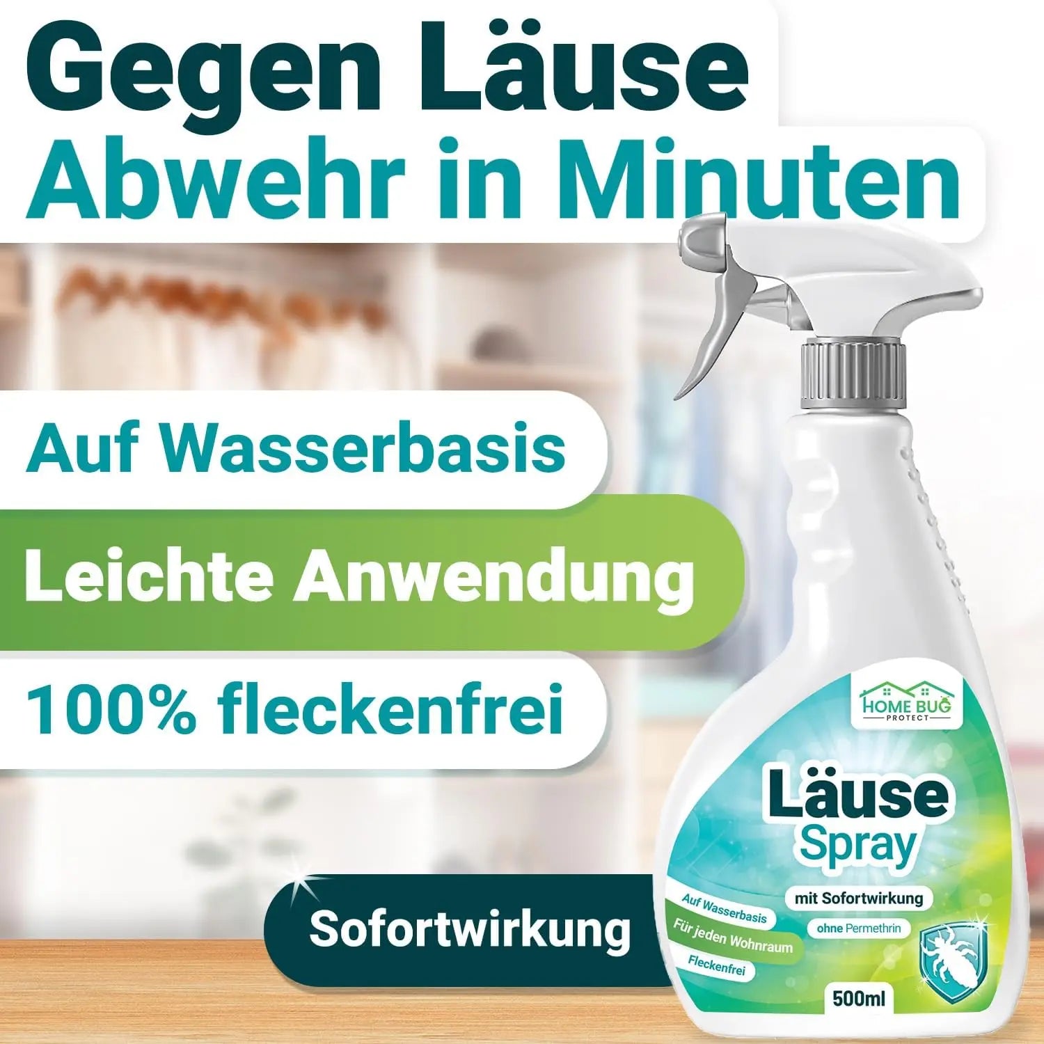 Läuse Abwehrspray 500ml – für Heimtextilien & Möbel HomeBugProtect
