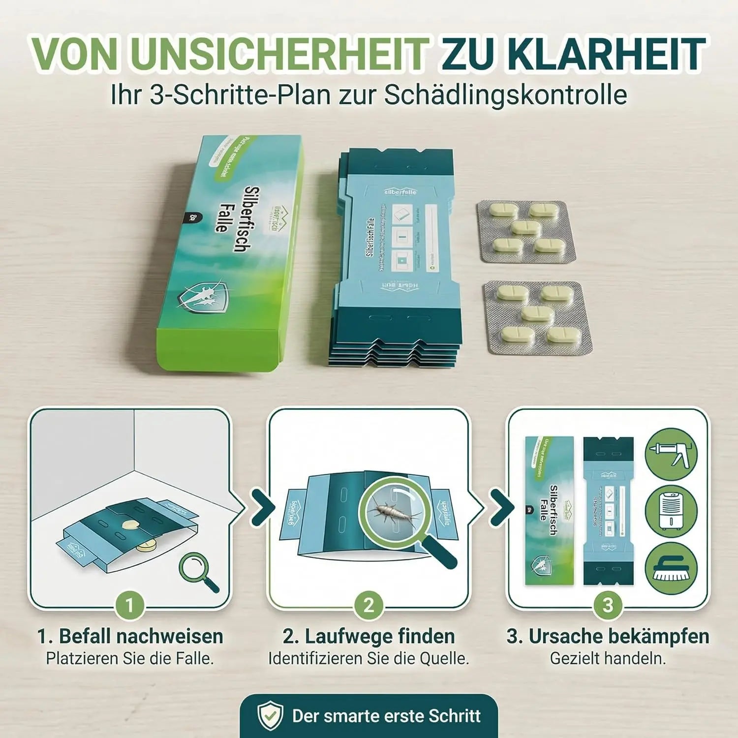Silberfischfalle, 9 Stück – giftfreie Klebefalle