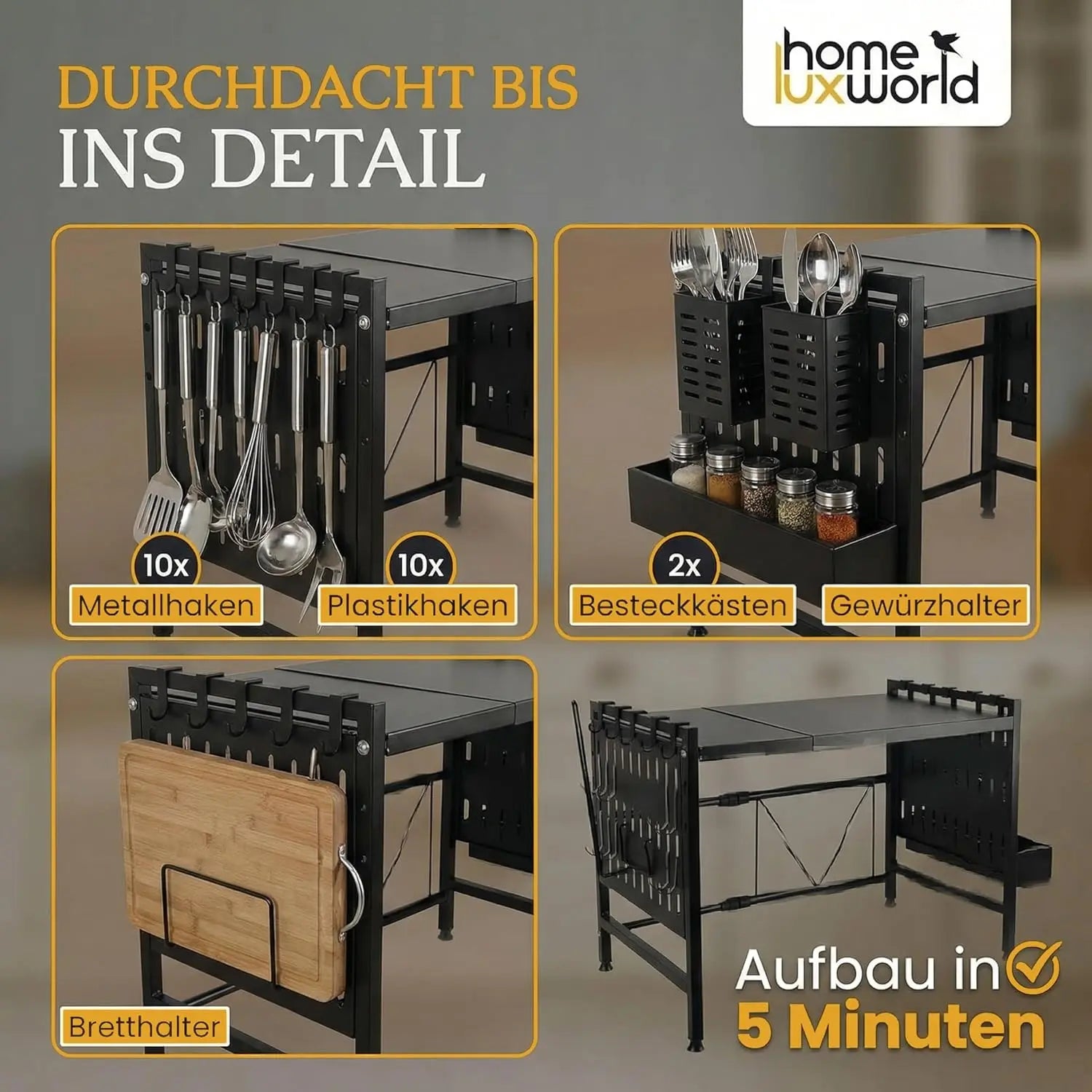 Mikrowellenregal mit Add Ons für mehr Stauraum