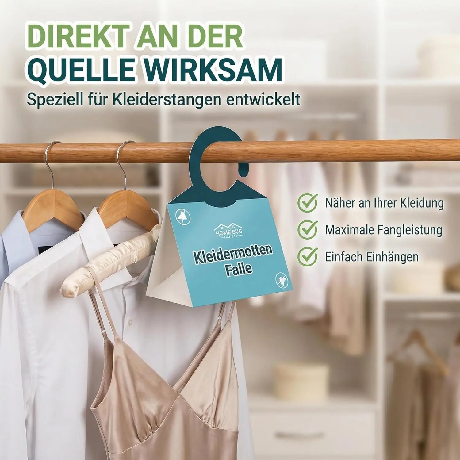 Kleidermottenfalle, 6 Stück – giftfreie Klebefalle