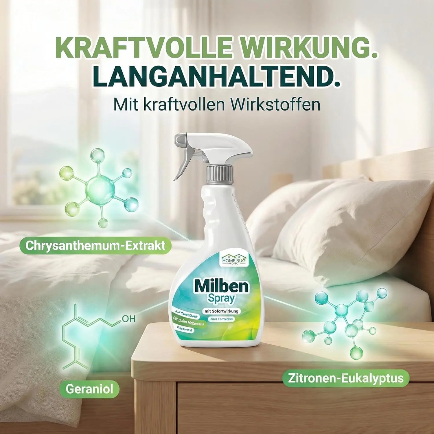 Milben Spray für Matratzen & Textilien - 500ml Sprühflasche