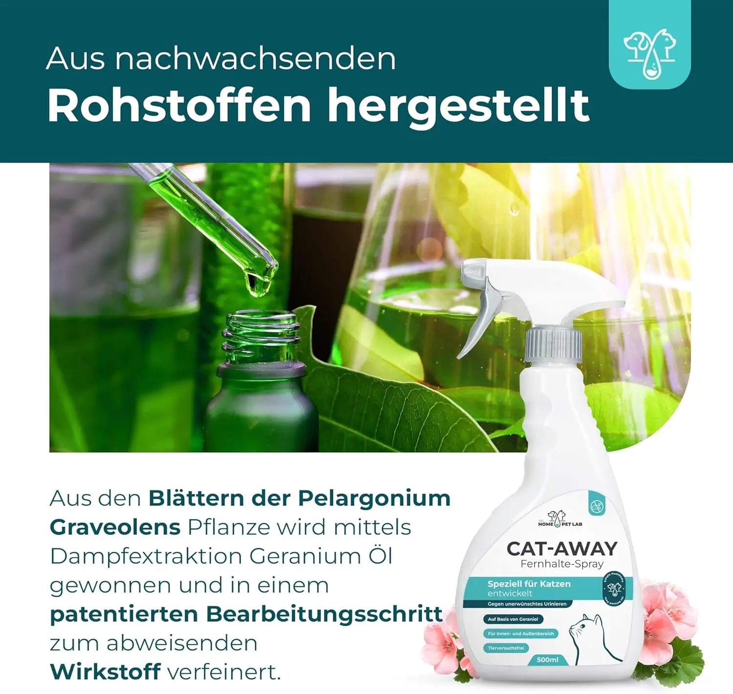 Katzenabwehrspray Cat-Away mit Geraniol 500ml HomePetLab