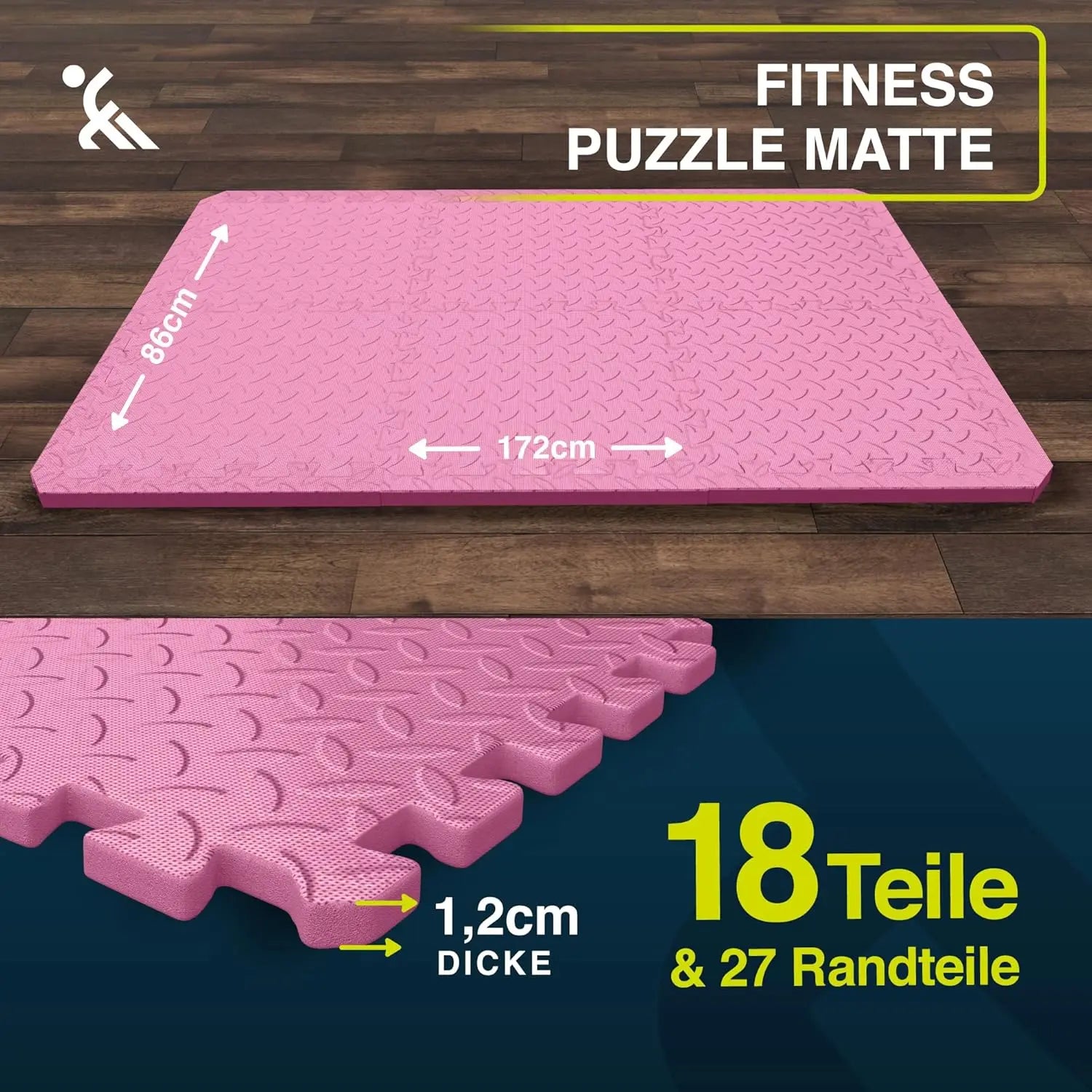 Fitness Bodenmatte EVA 1,5 m² Rosa ForeverMyself