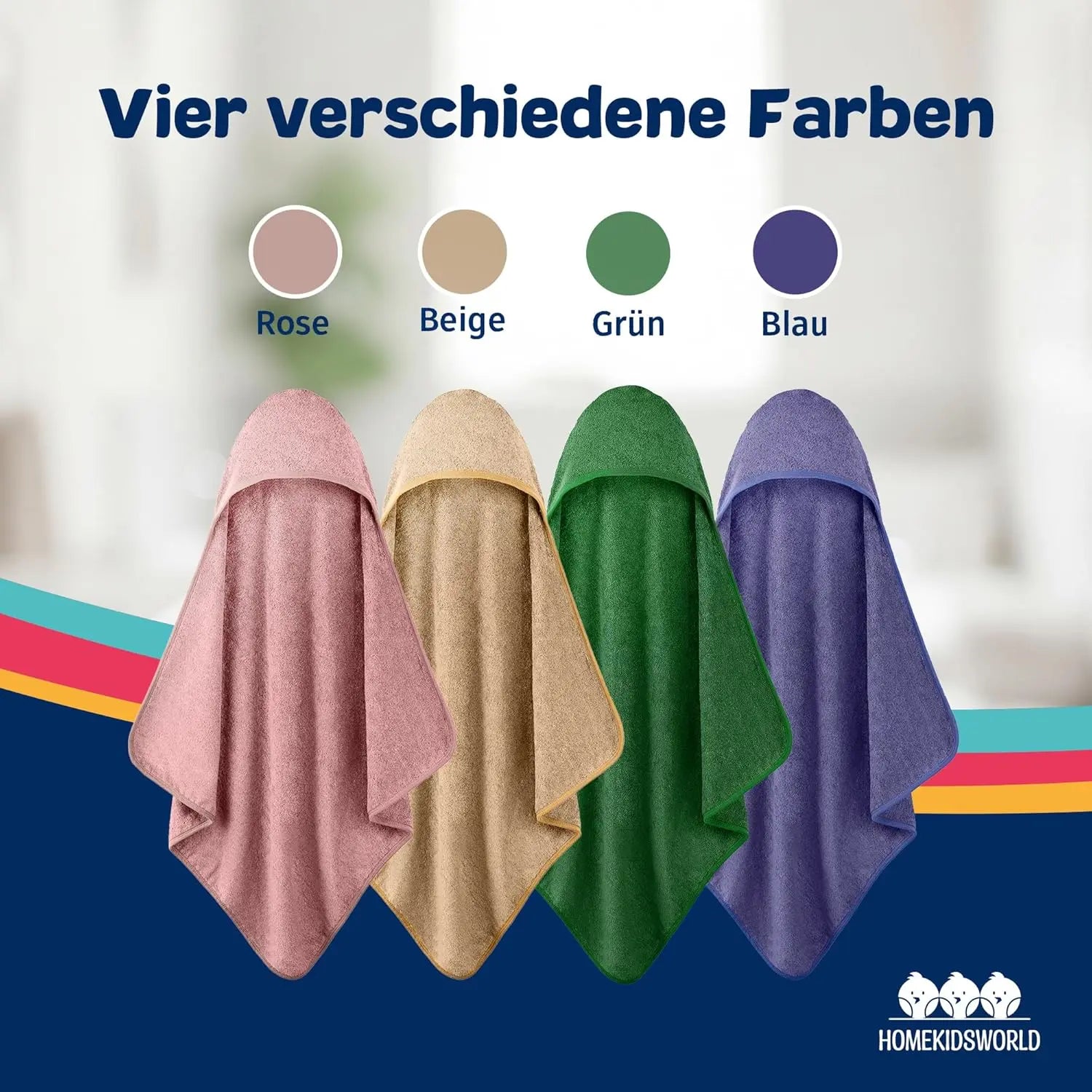 Kapuzenhandtuch Baby 100x100 cm Rosa HomeKidsWorld