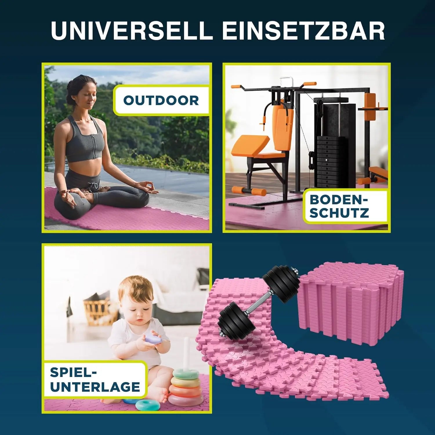 Fitness Bodenmatte EVA 1,5 m² Rosa ForeverMyself