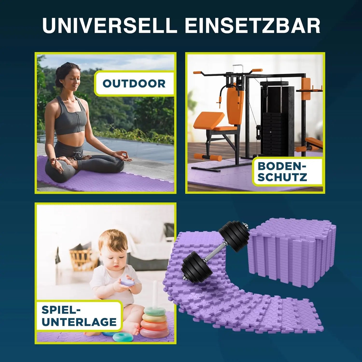 Fitness Bodenmatte EVA 1,5 m² Lila ForeverMyself