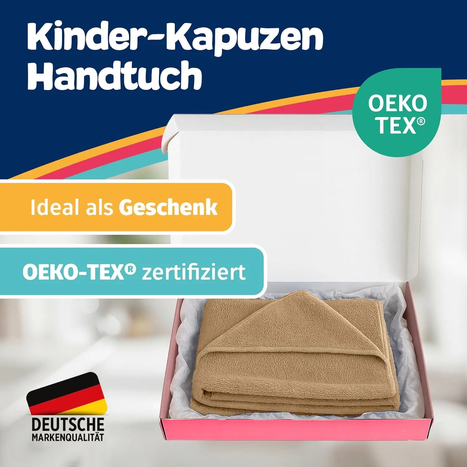 Kapuzenhandtuch Baby 100x100 cm Beige HomeKidsWorld