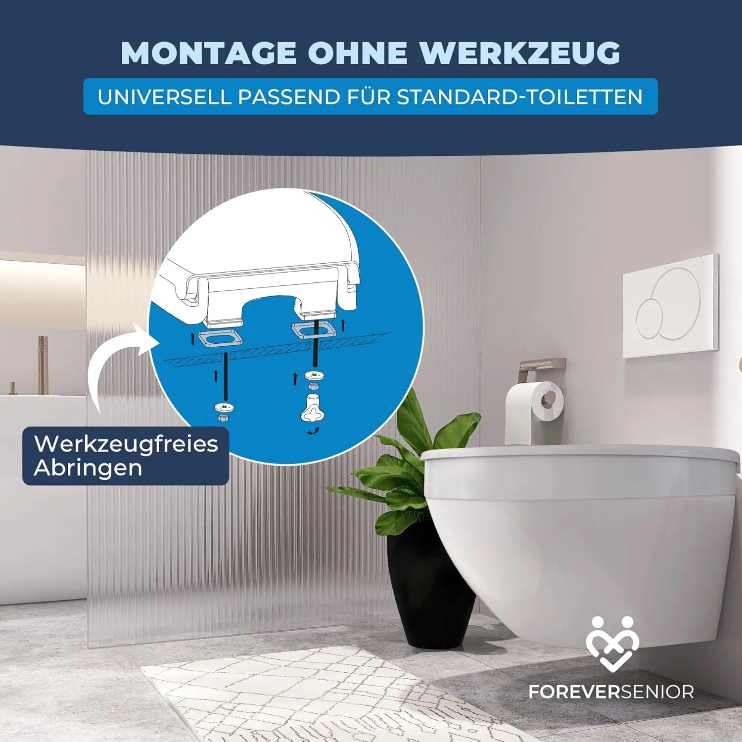 Toilettensitzerhöhung 7,5 cm mit Absenkautomatik ForeverSenior