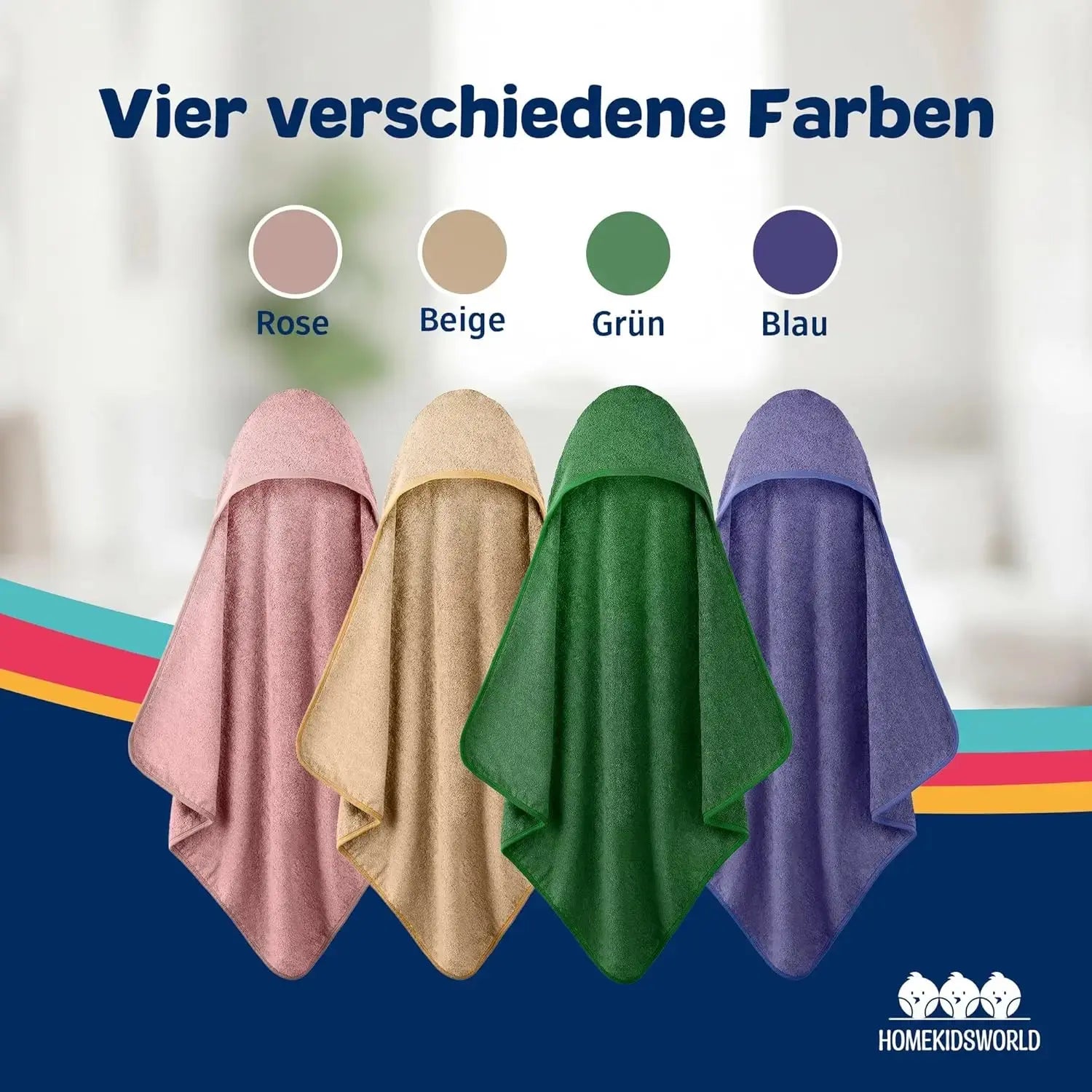 Kapuzenhandtuch Baby 100x100 cm Grün HomeKidsWorld