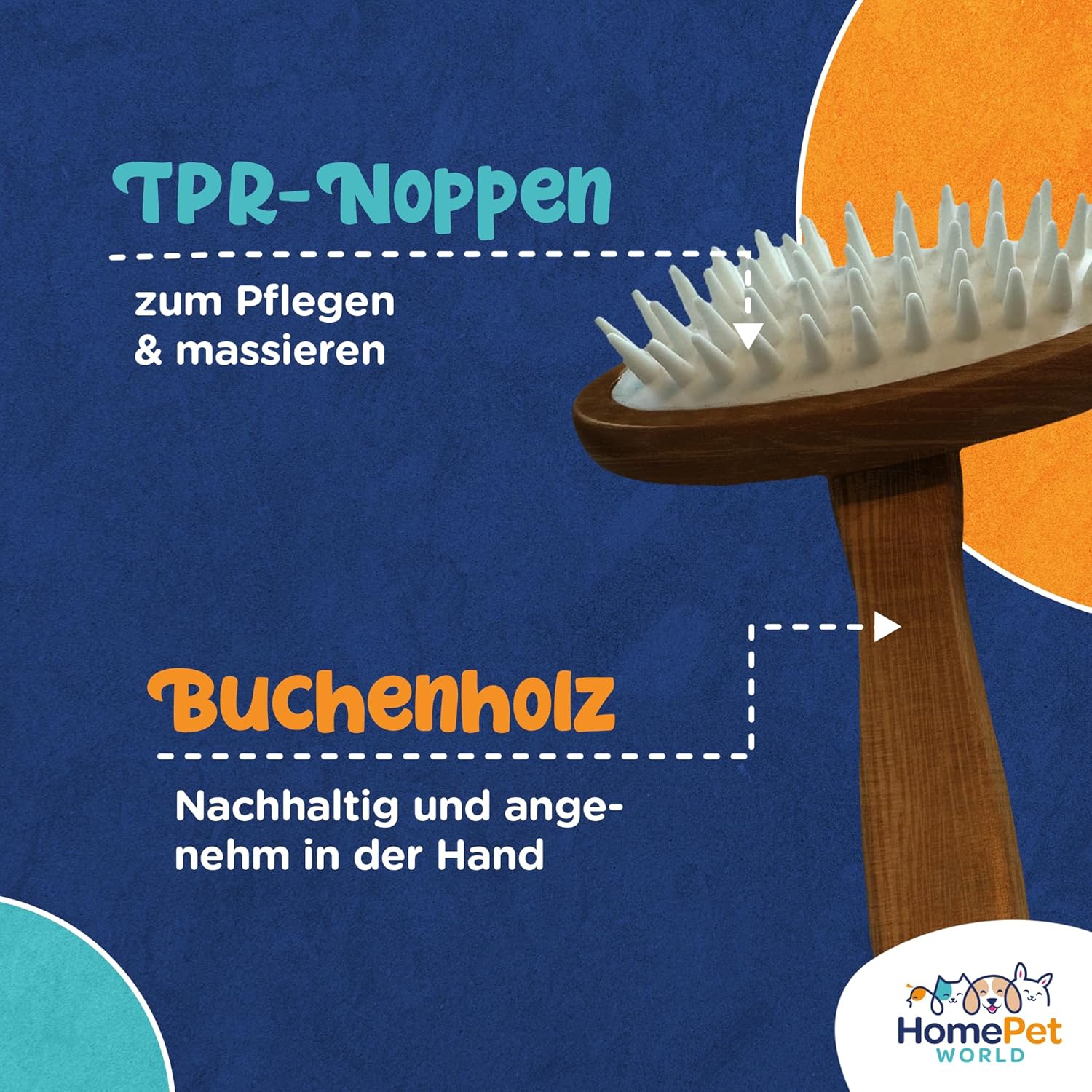 Massagebürste für Langhaar & Kurzhaar aus Buchenholz