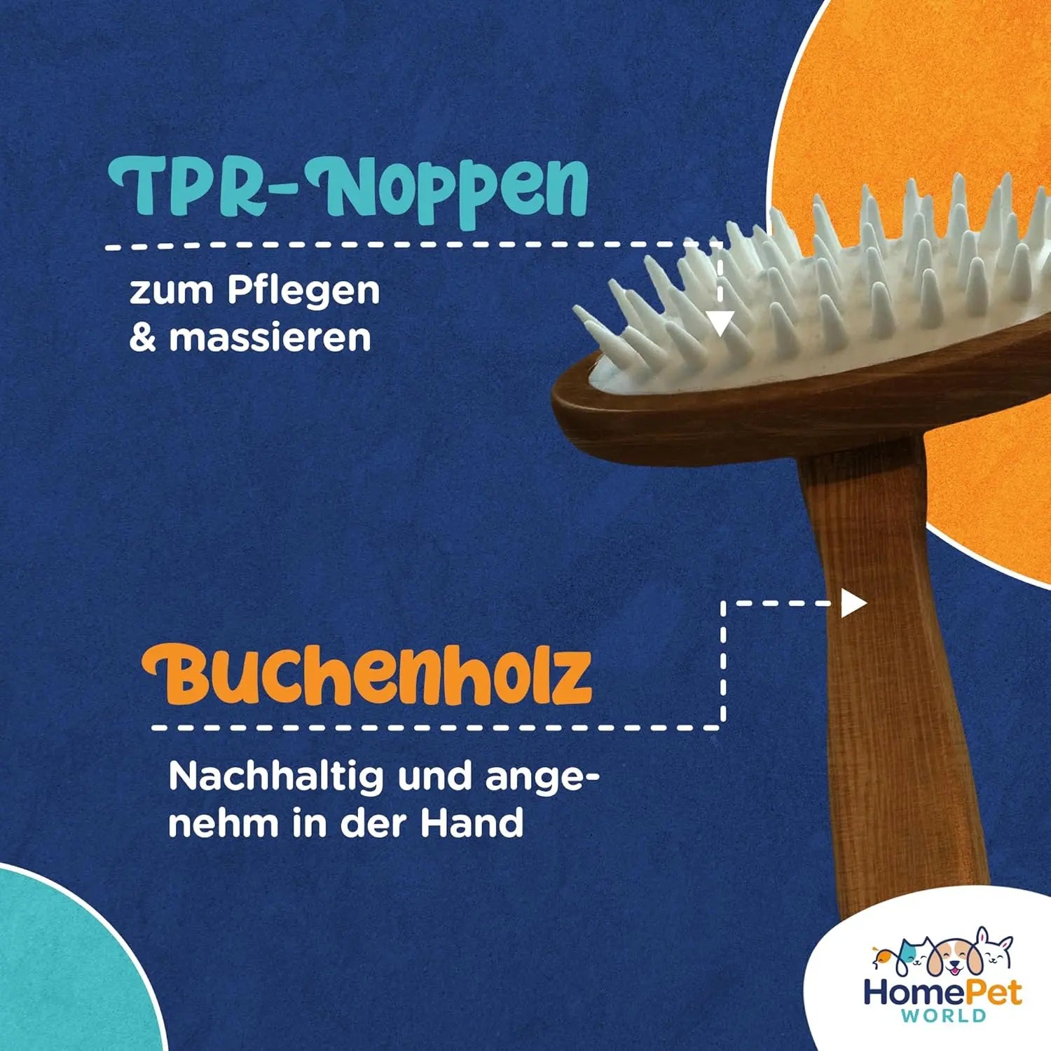 Massagebürste für Langhaar & Kurzhaar aus Buchenholz