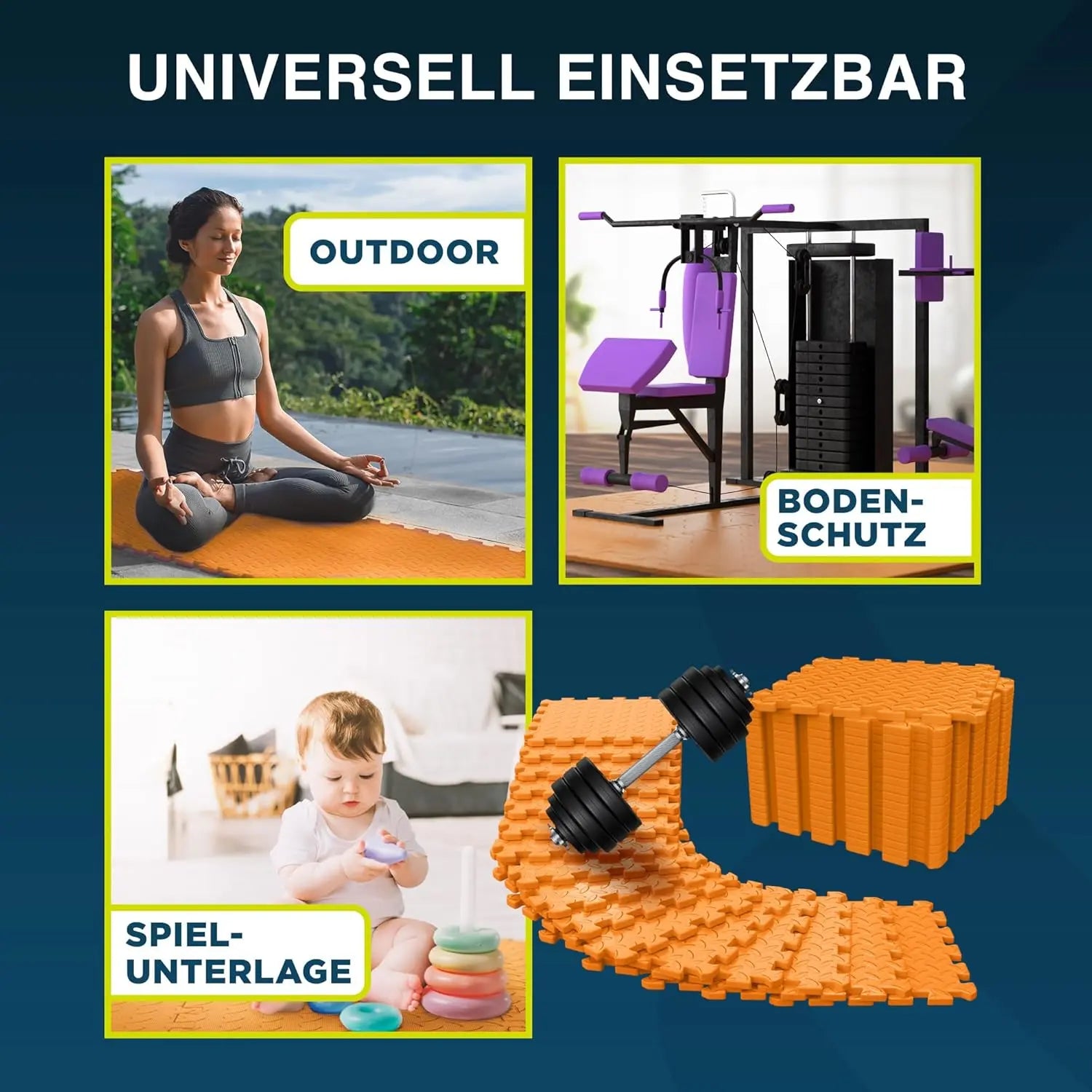 Fitness Bodenmatte EVA 1,5 m² Orange ForeverMyself
