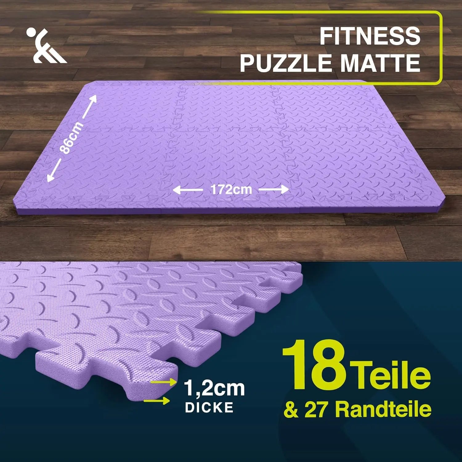 Fitness Bodenmatte EVA 1,5 m² Lila ForeverMyself