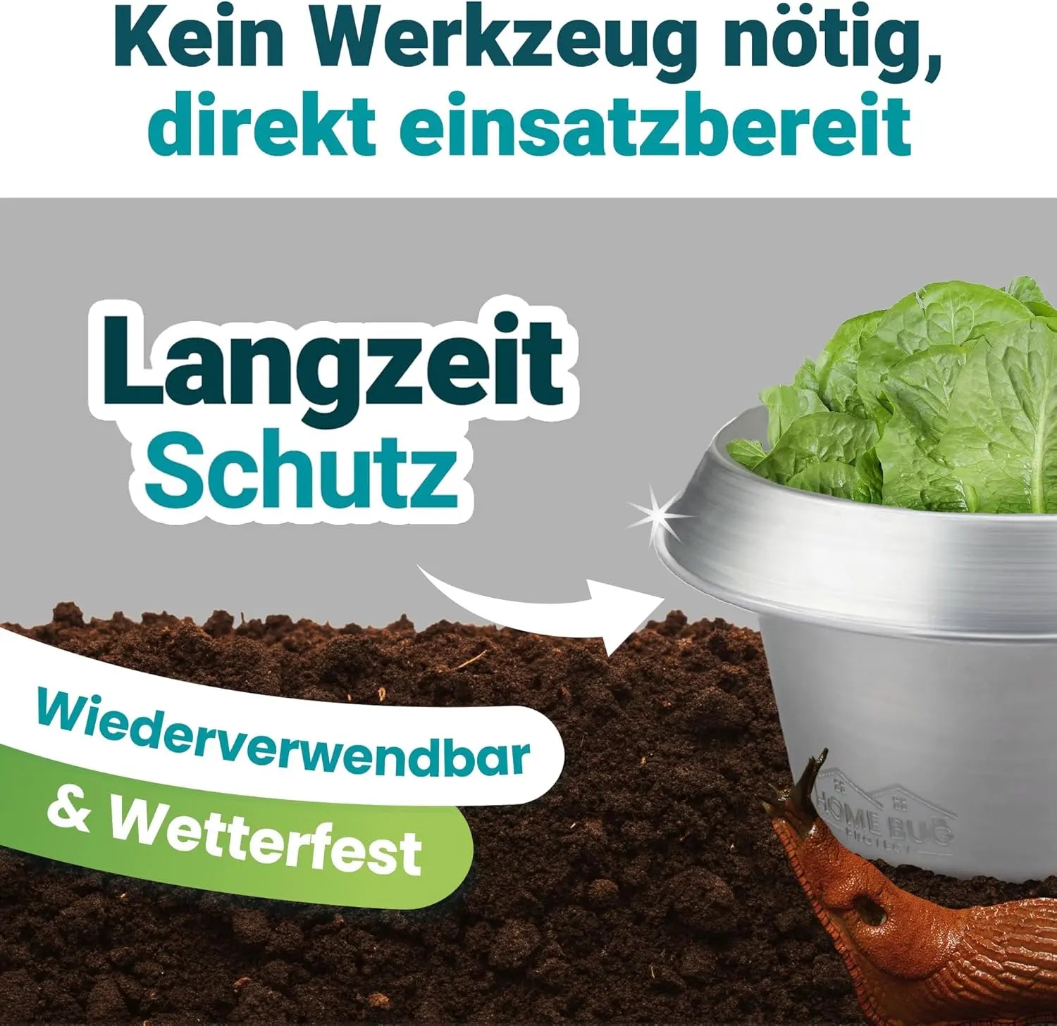 Wiederverwendbarer Schneckenkragen aus Metall HomeBugProtect