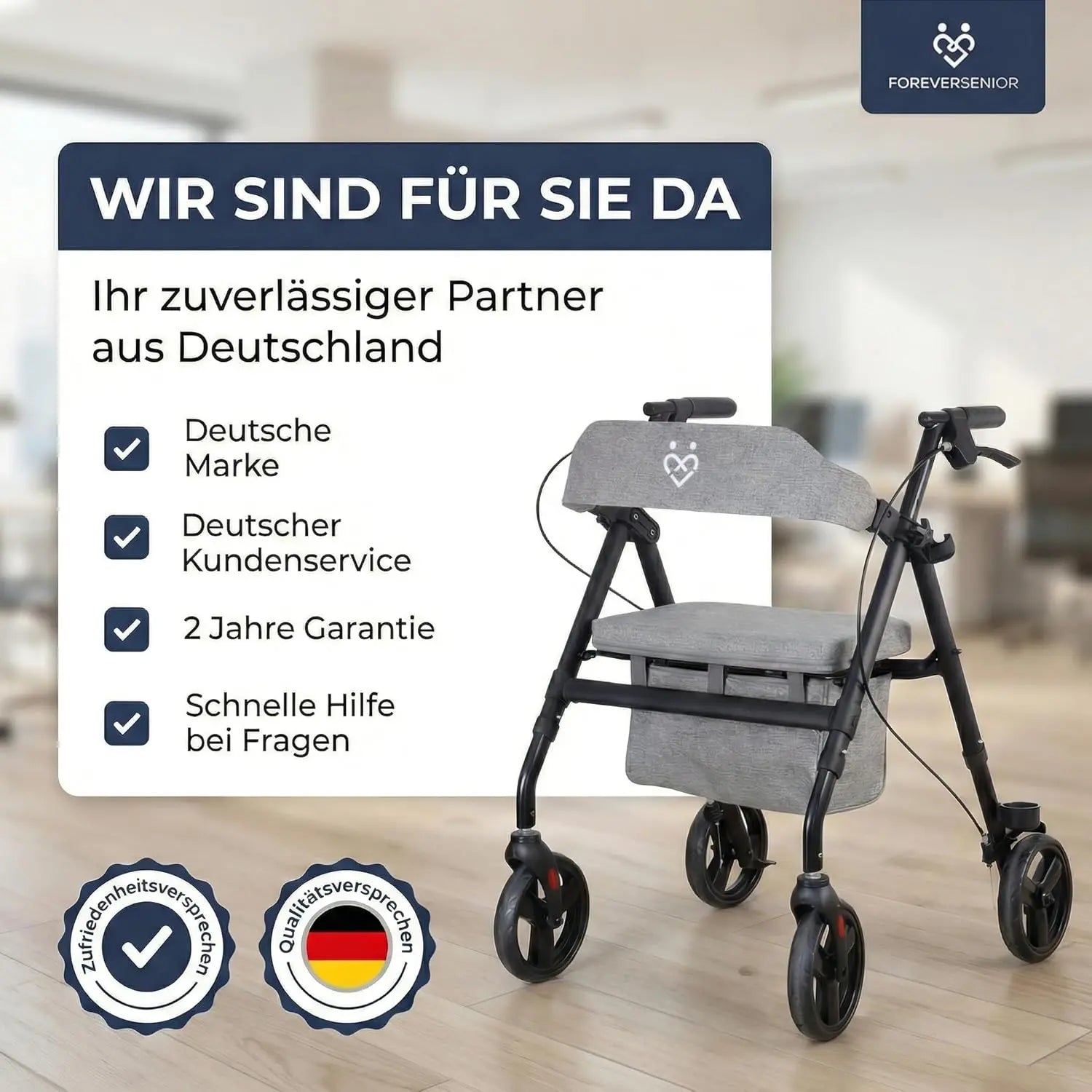 Komfort Rollator faltbar mit Sitz