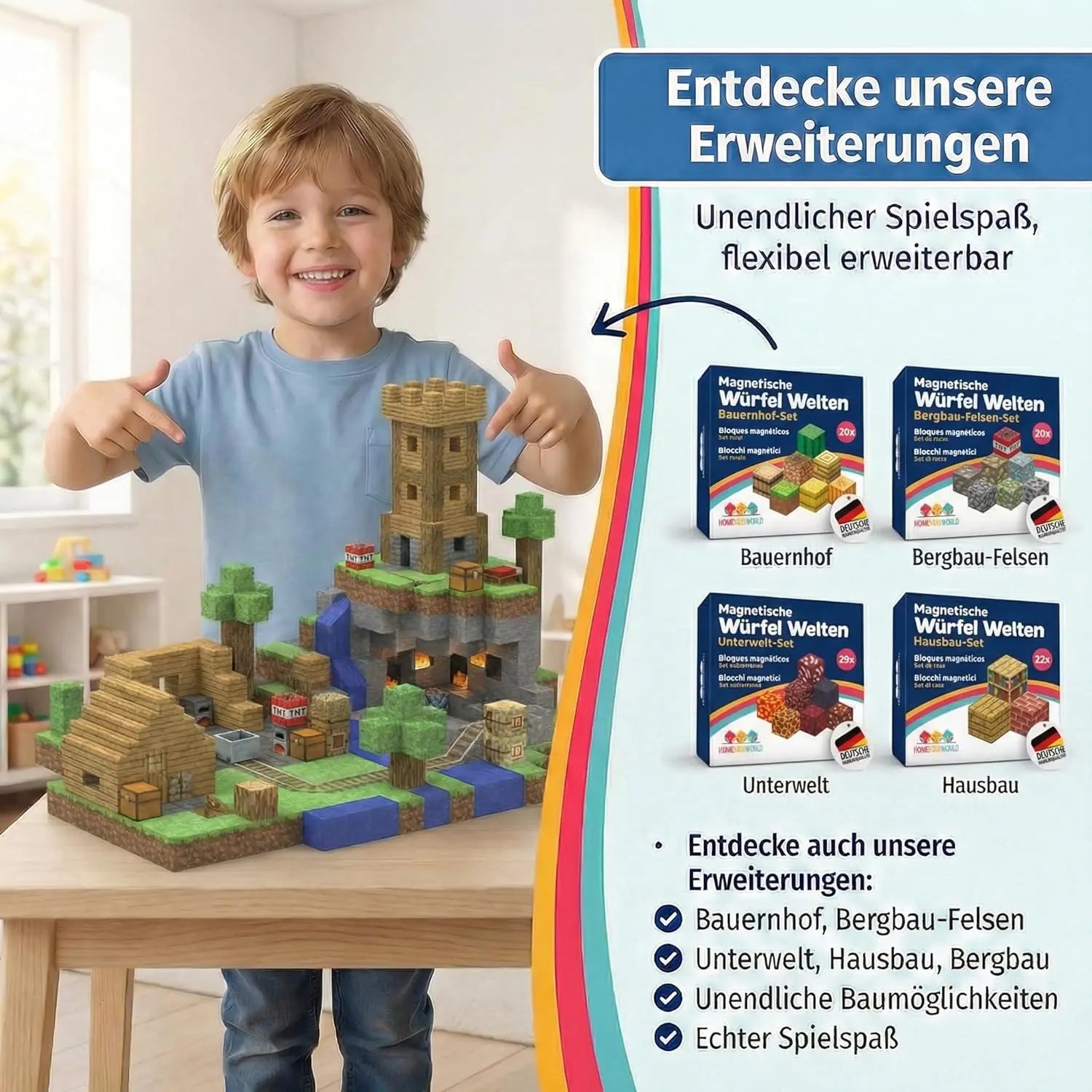Magnetische Bausteine Bergbau Felsen AddOn 20 Teile