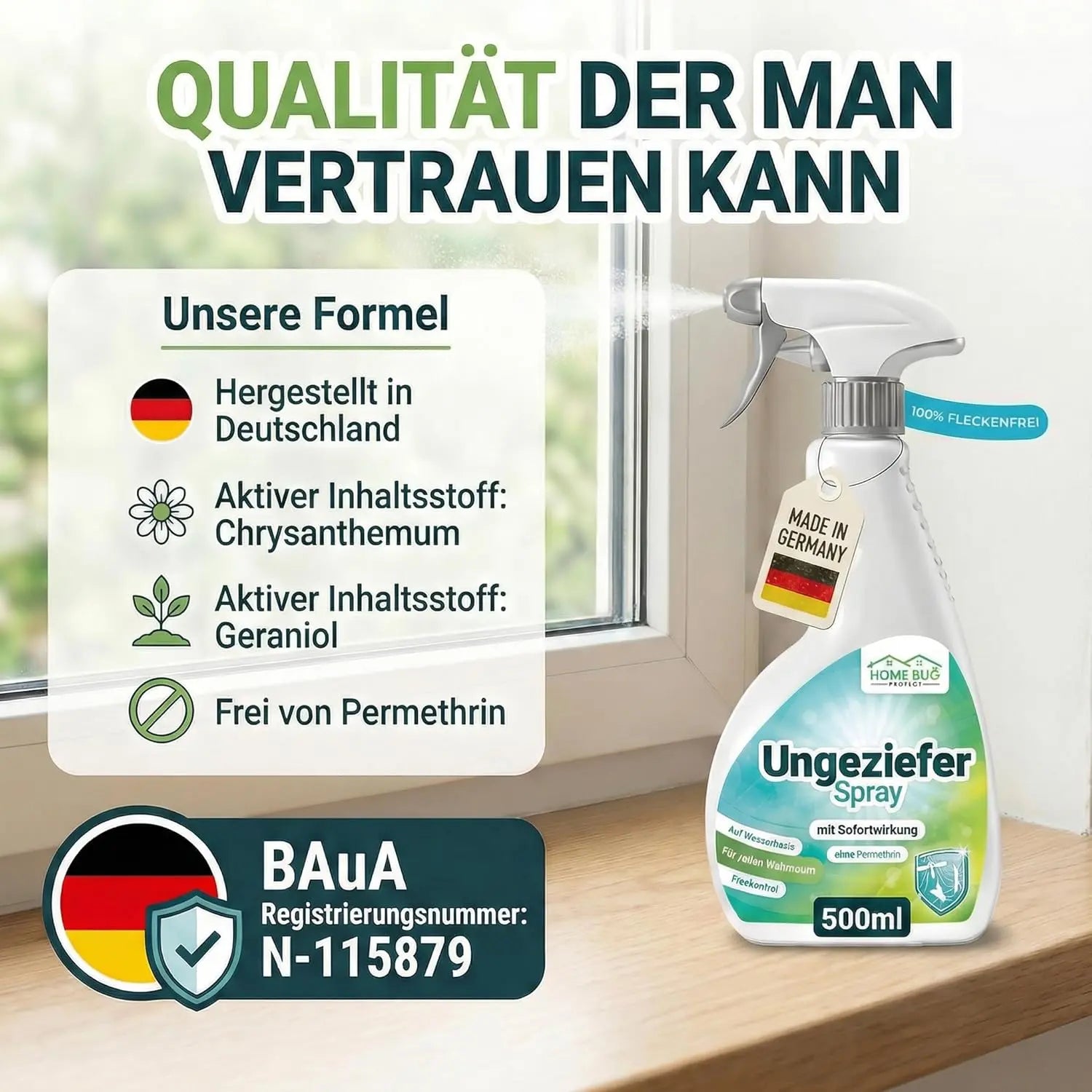 Ungeziefer Spray gegen Insekten im Haushalt - 500ml Sprühflasche
